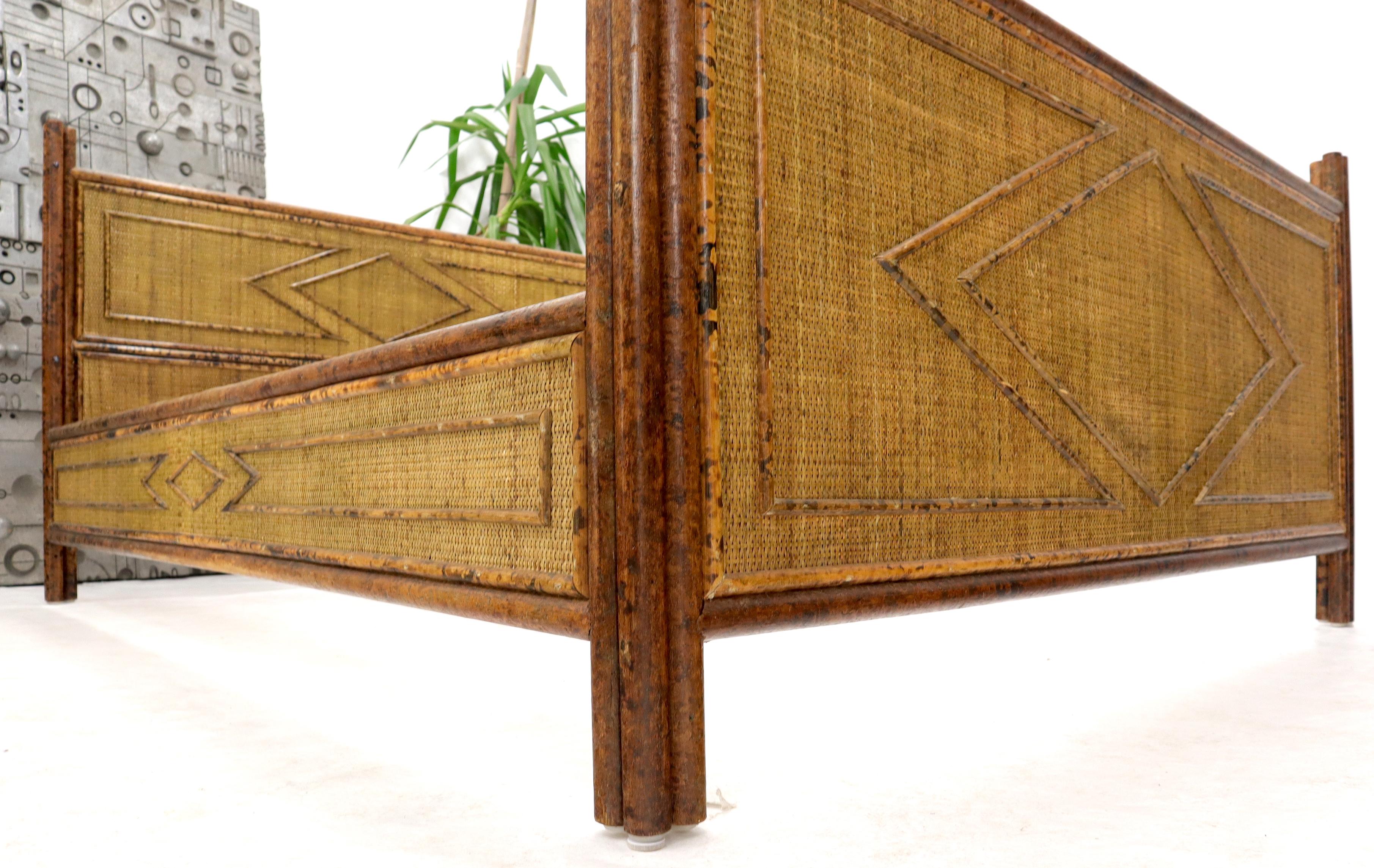Fabulous Burnt Bamboo and Rattan Queen Size Bed Headboard Rails 3