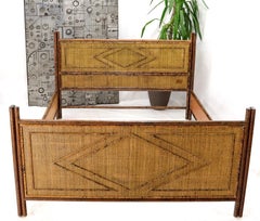 Fabulous Burnt Bamboo and Rattan Queen Size Bed Headboard Rails