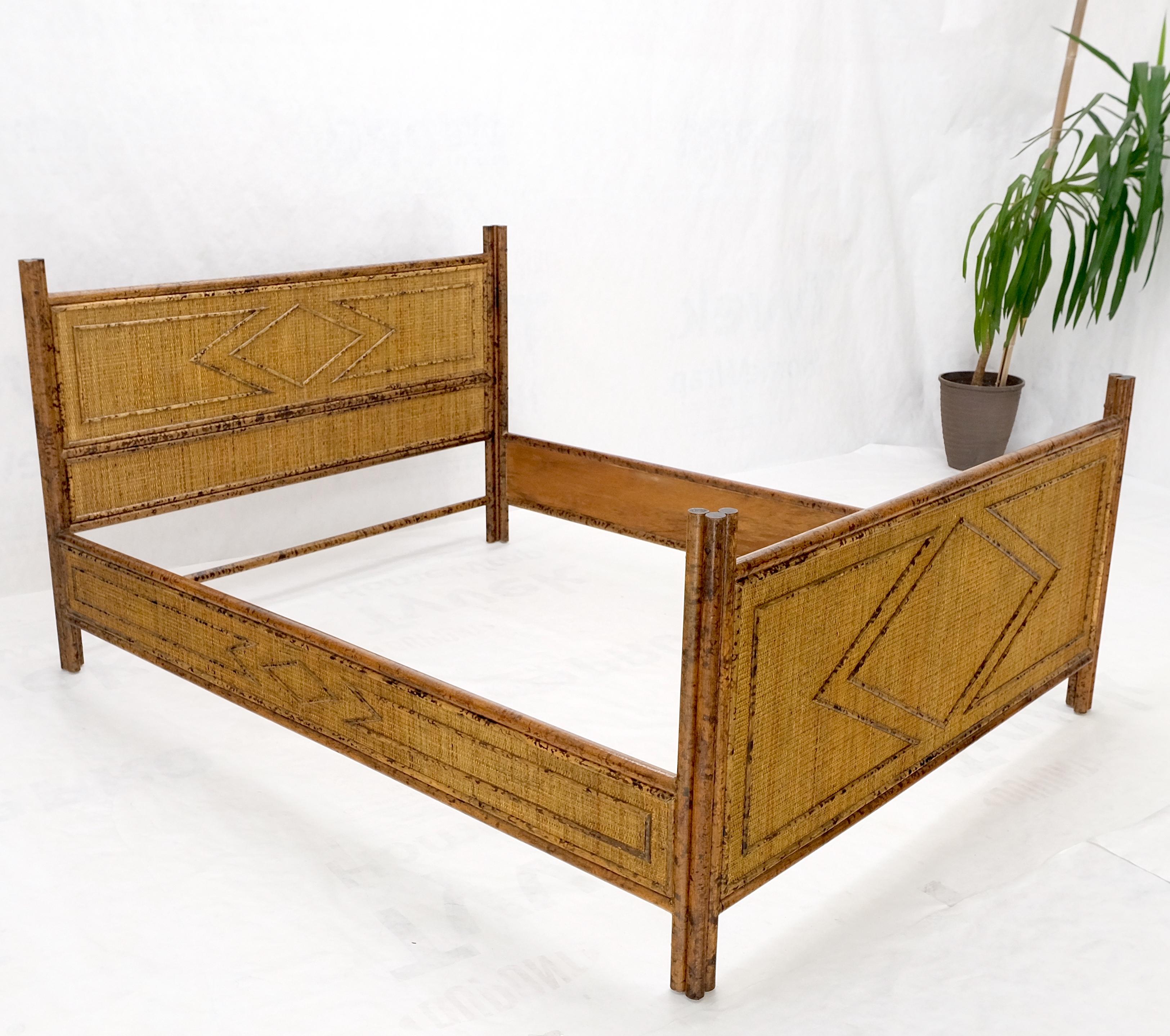 Fabulous Burnt Bamboo and Rattan Queen Size Bed Headboard Rails MINT! 6