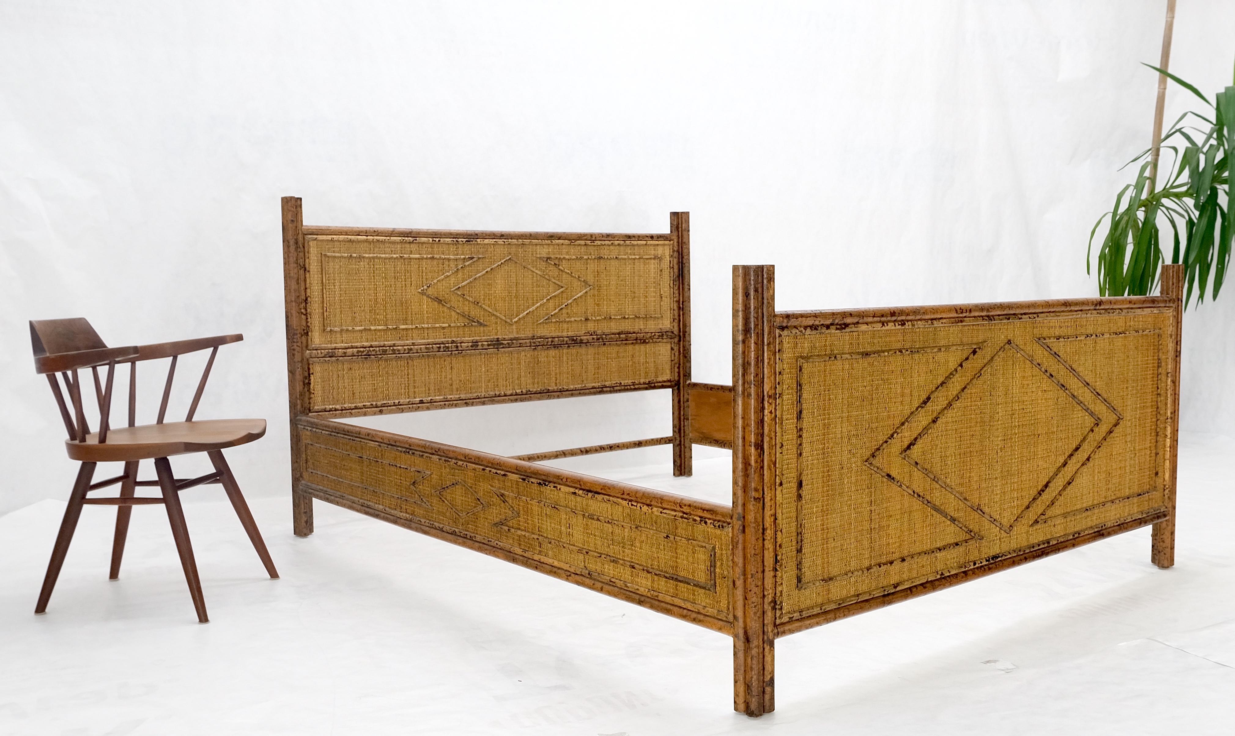 Fabulous Burnt Bamboo and Rattan Queen Size Bed Headboard Rails MINT! 8