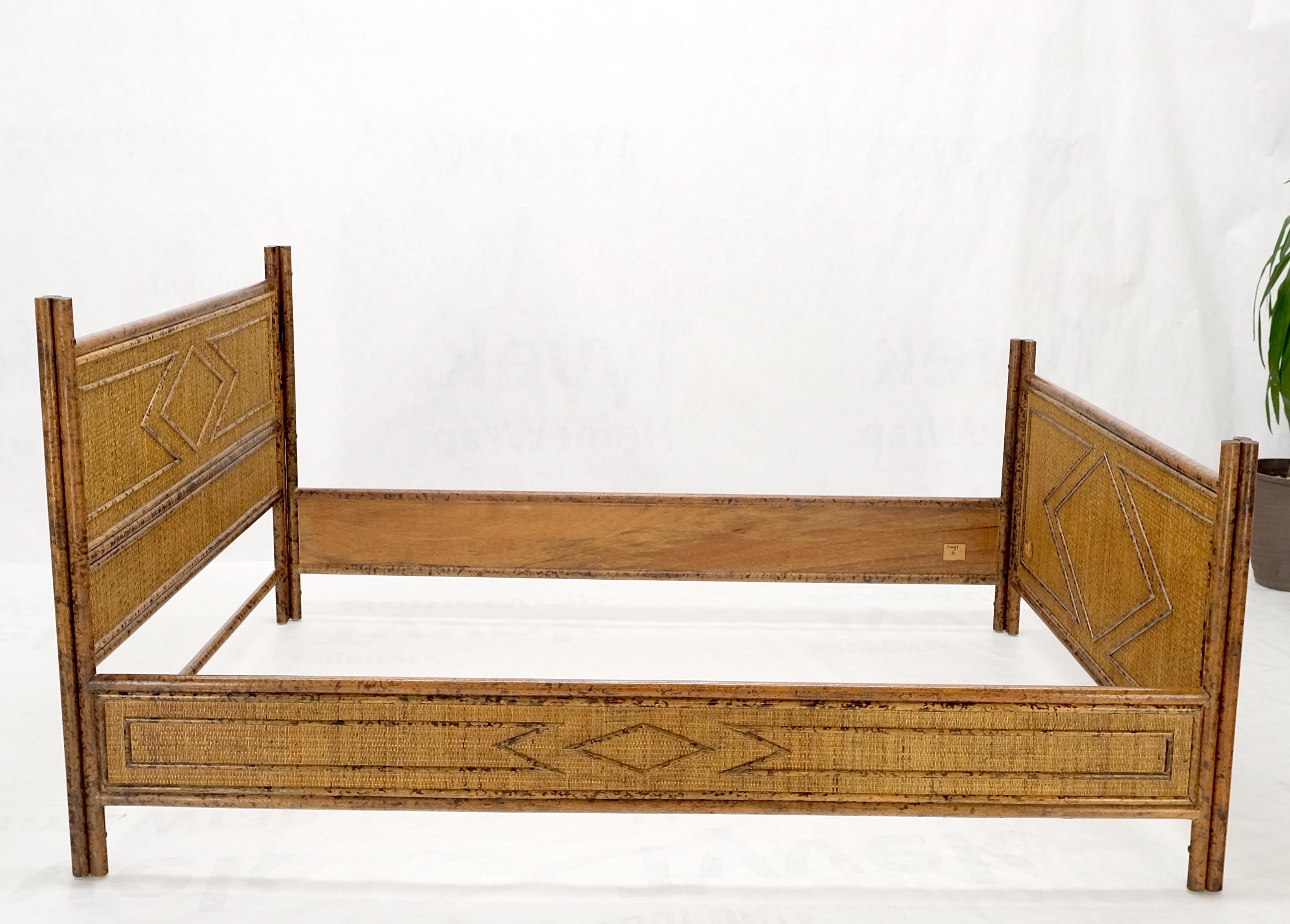 Fabulous Burnt Bamboo and Rattan Queen Size Bed Headboard Rails MINT! 11