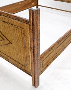 Fabulous Burnt Bamboo and Rattan Queen Size Bed Headboard Rails MINT!