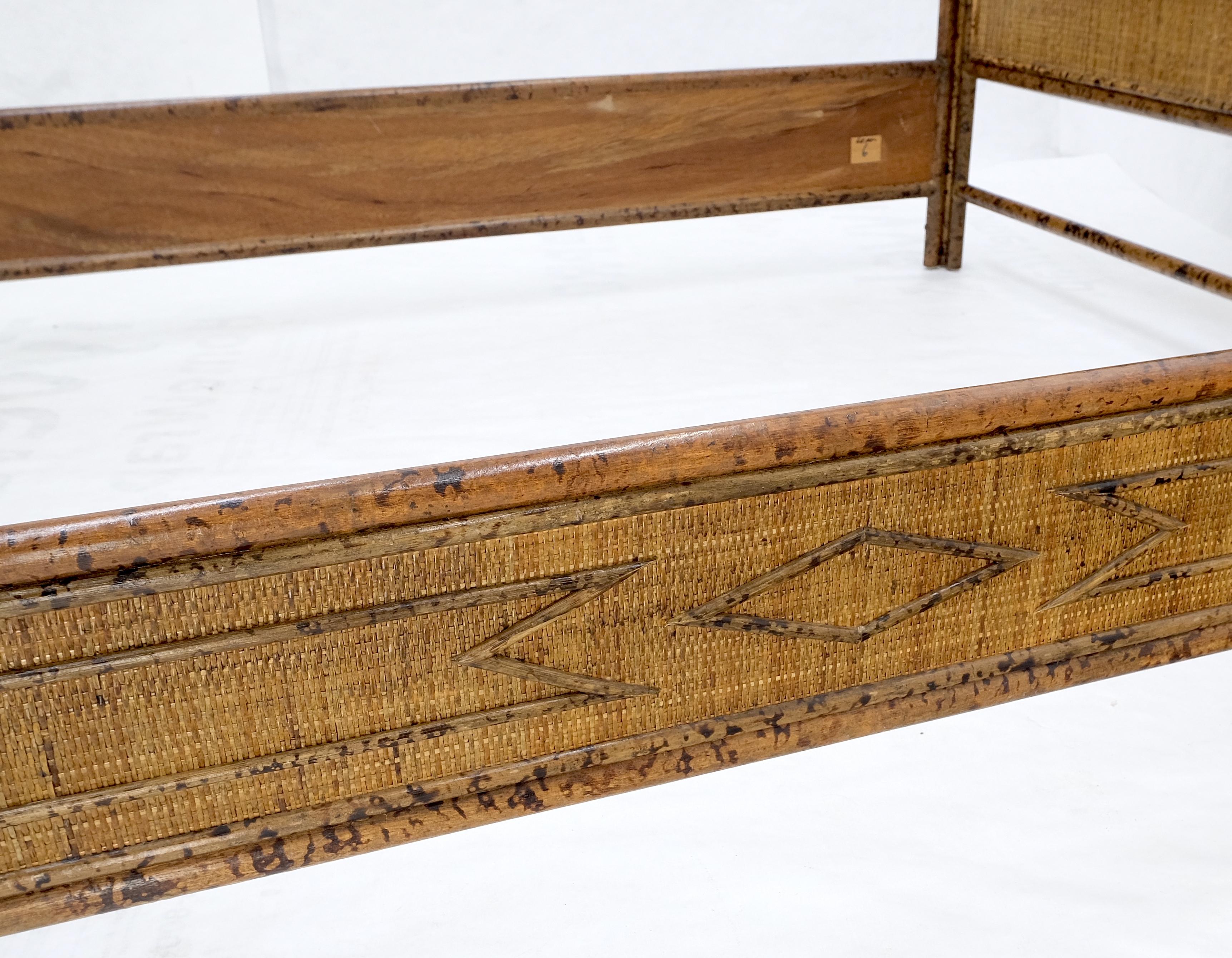 Unknown Fabulous Burnt Bamboo and Rattan Queen Size Bed Headboard Rails MINT!