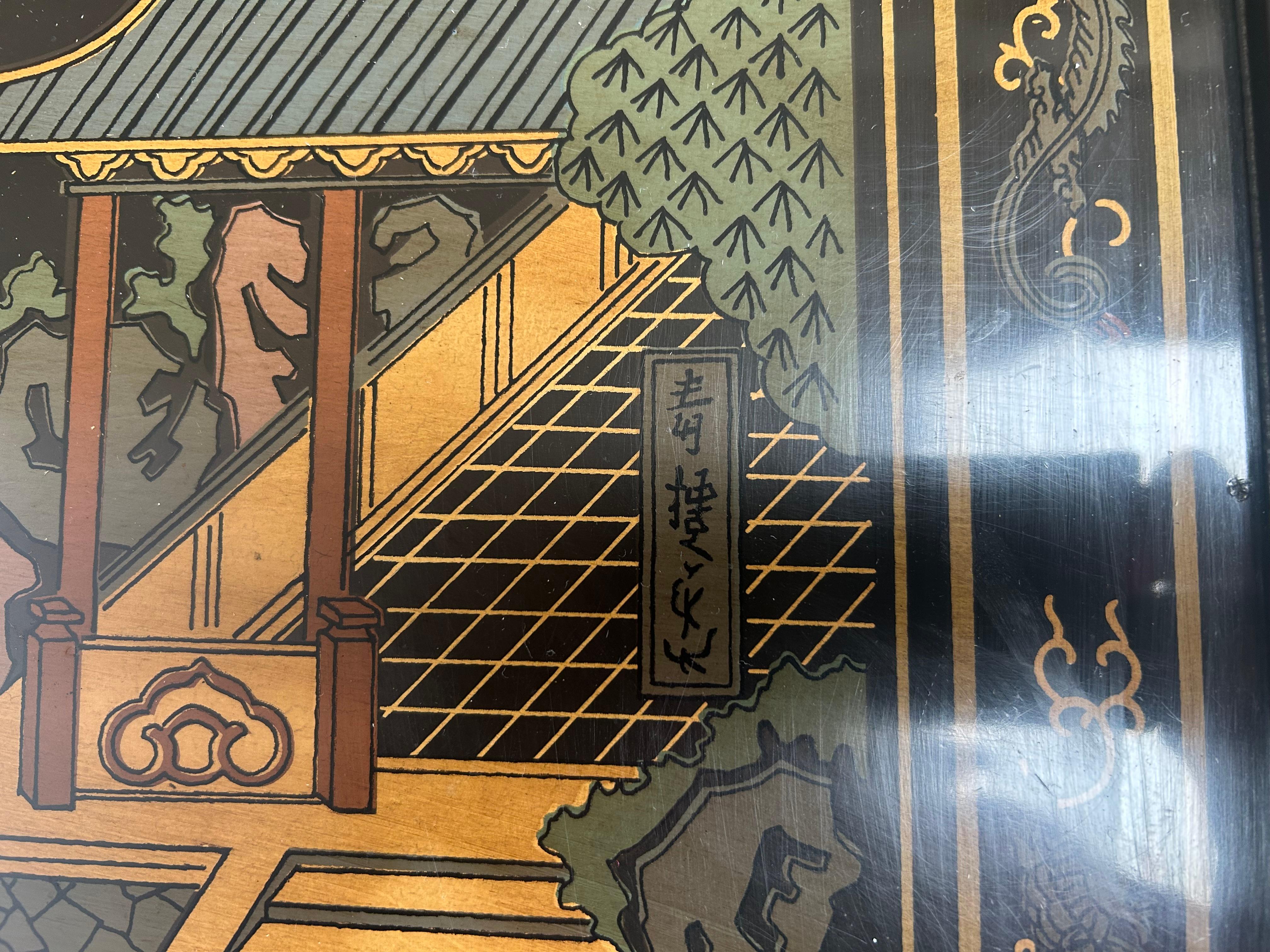 Fabuleuse table console Drexel en laque noire peinte à la main, milieu du siècle dernier en vente 1
