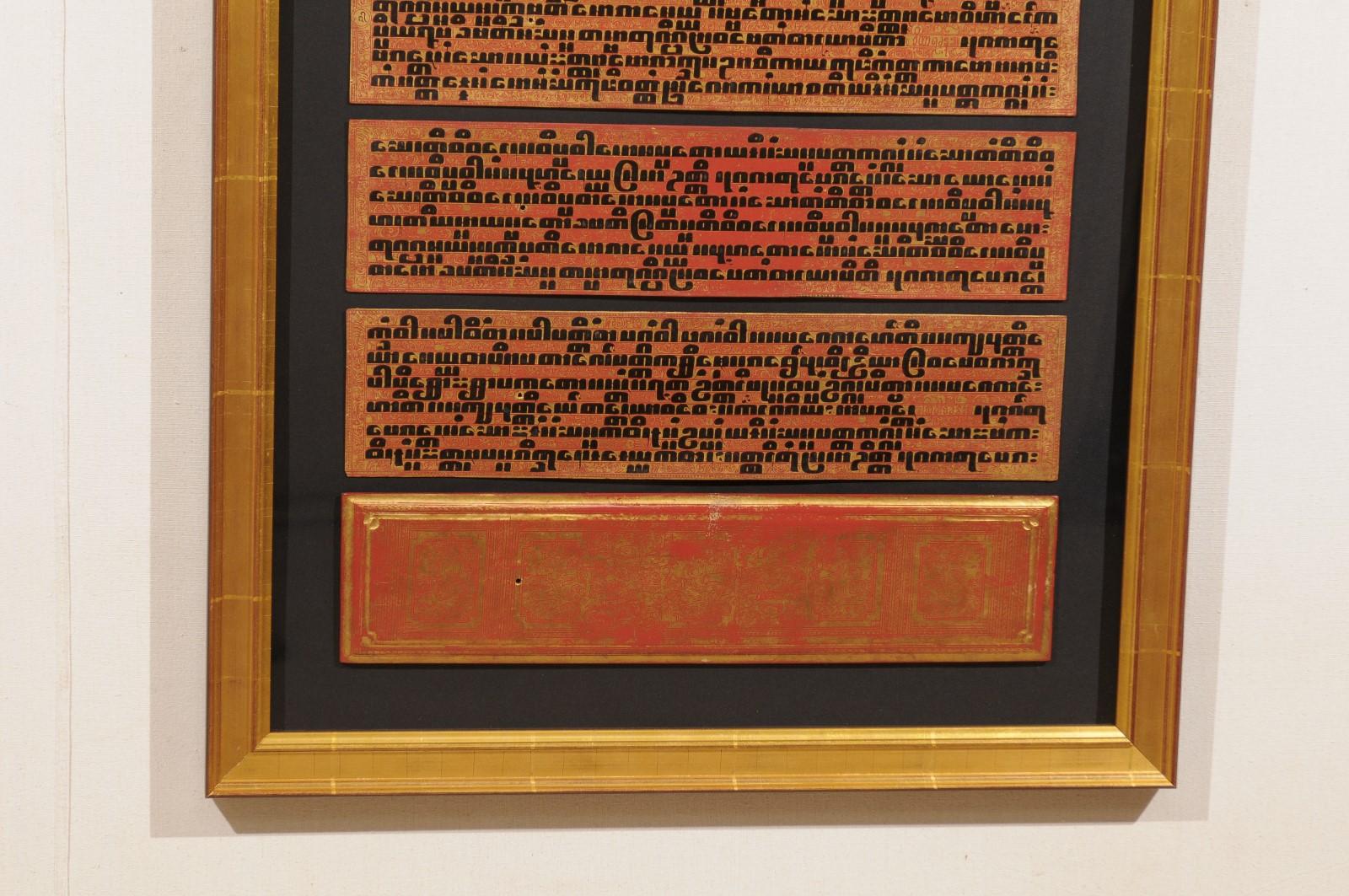 Painted Fabulous Collection of 19th Century Framed Buddhist Manuscripts