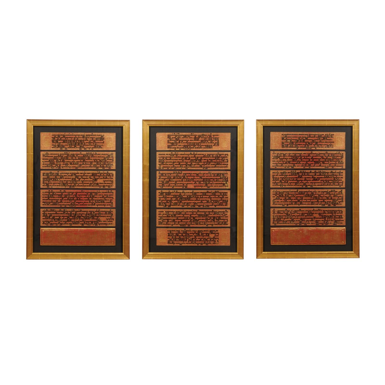 Fabulous Collection of 19th Century Framed Buddhist Manuscripts