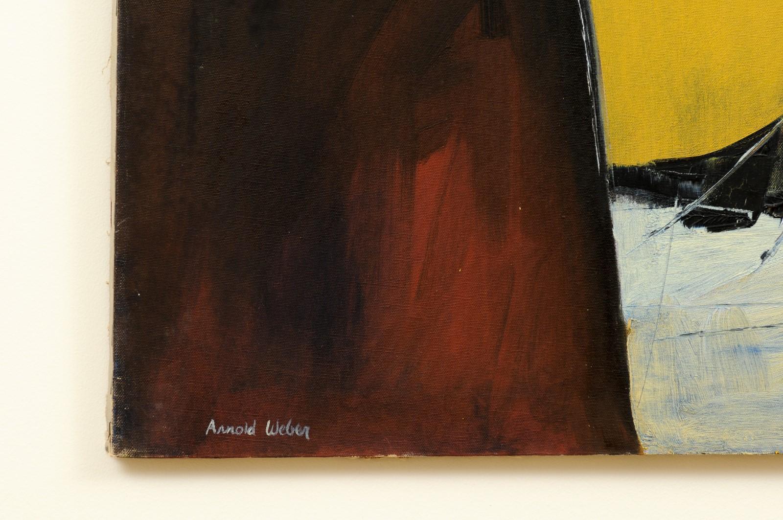 Mid-Century Modern Fabuleuse peinture contemporaine d'Arnold Weber:: datant d'environ 1970 en vente