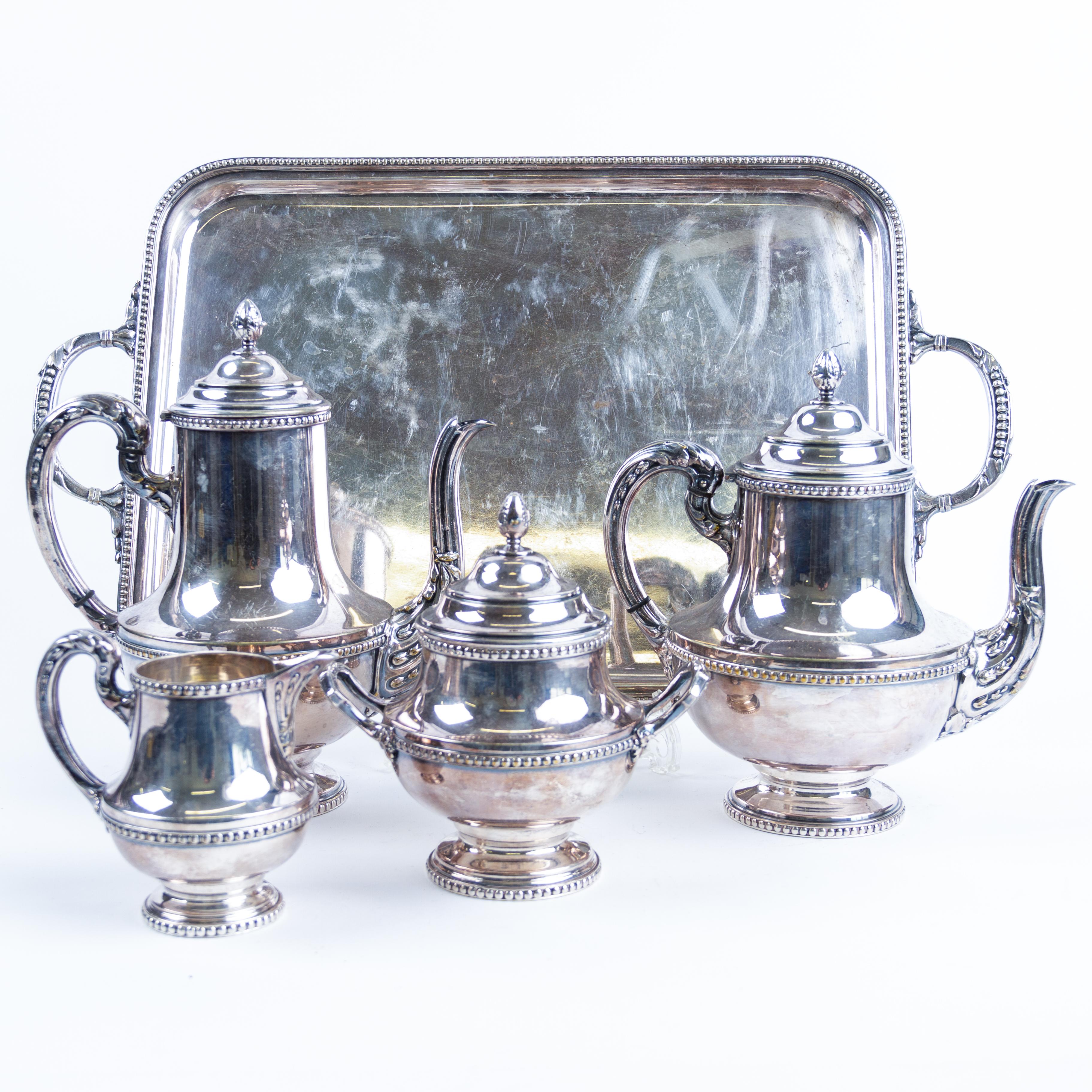 Fabulous Continental Silver-Plated Coffee & Tea Serving Set  In Good Condition For Sale In Nottingham, GB