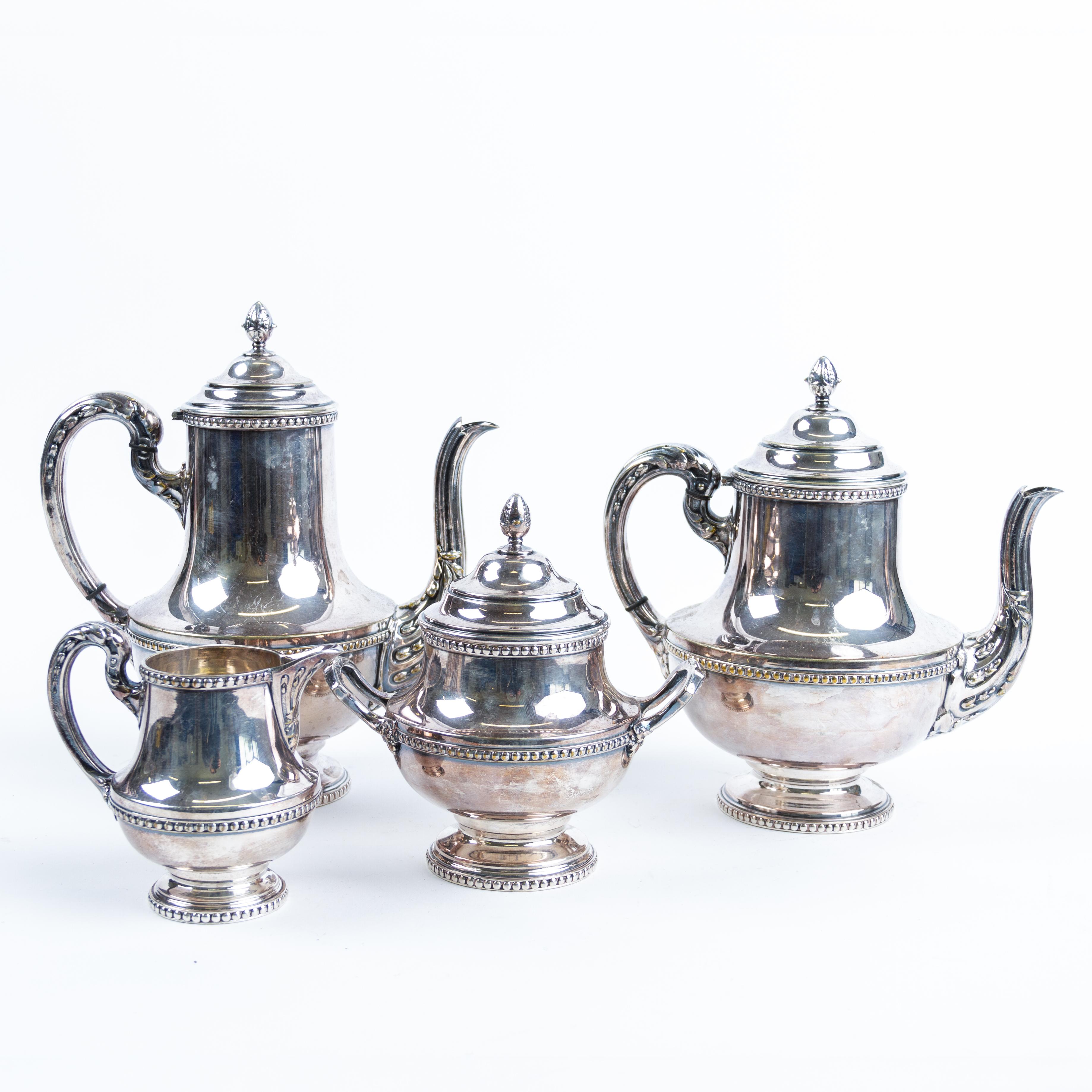 20th Century Fabulous Continental Silver-Plated Coffee & Tea Serving Set  For Sale