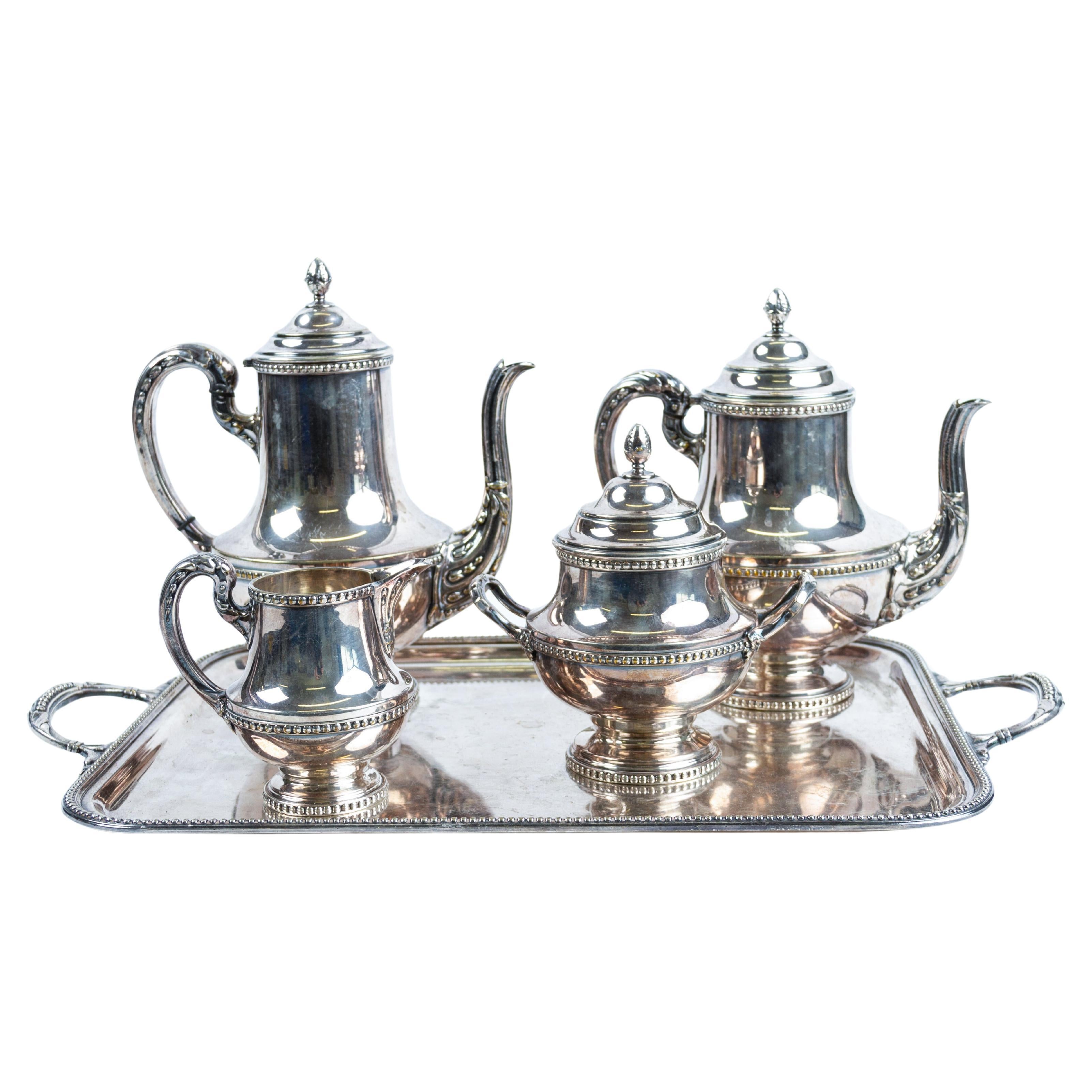Fabulous Continental Silver-Plated Coffee & Tea Serving Set  For Sale