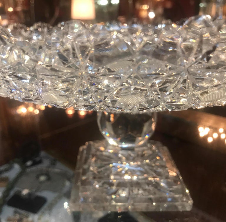 Fabulous Cut Glass Pedestal Centre Bowl For Sale at 1stDibs