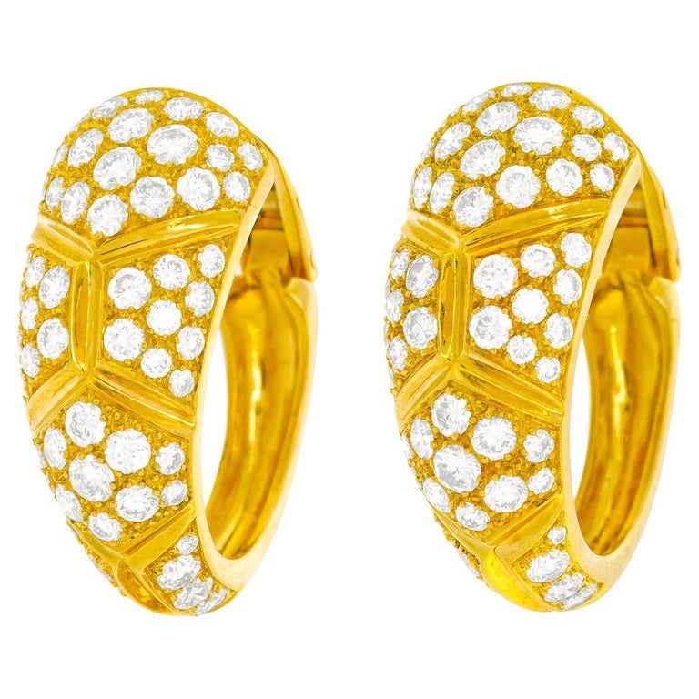 Fabulous Diamond, Set Gold Earrings For Sale at 1stDibs