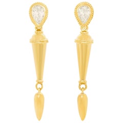 Fabulous Diamond-Set Gold Earrings with Antique Dangles