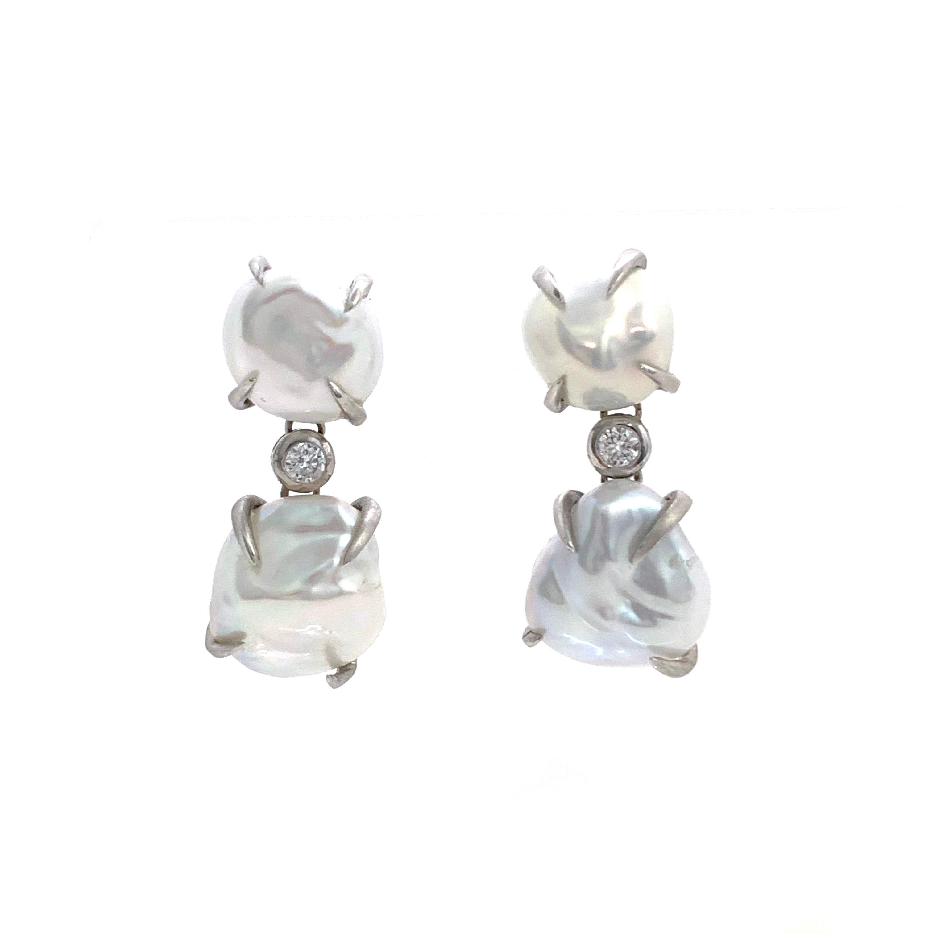 Contemporary Fabulous Double Baroque Pearl Drop Earrings