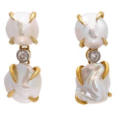 Fabulous Double Baroque Pearl Drop Earrings