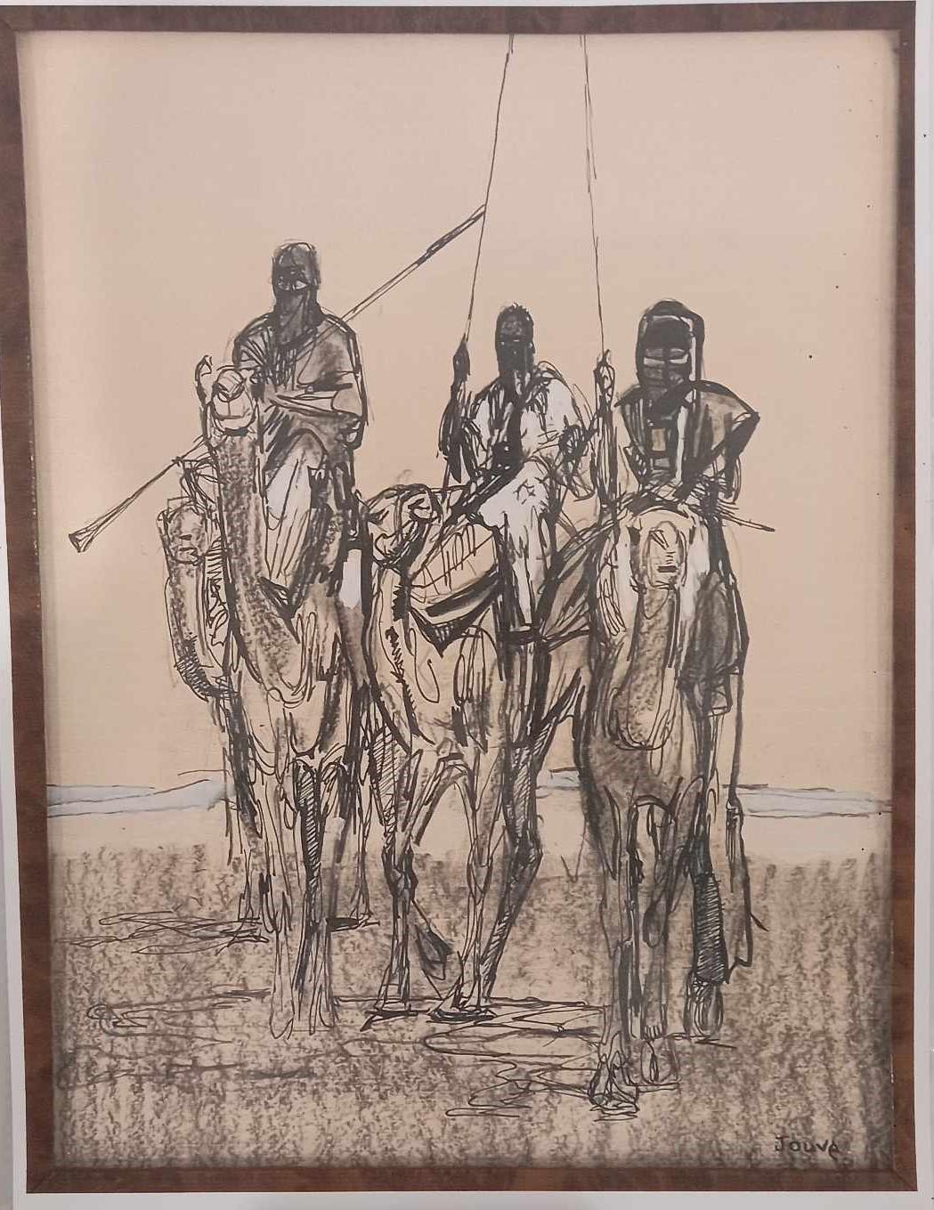 Fabulous drawing of Méharistes on dromedaries by Paul Jouve, circa 1931 For Sale 5