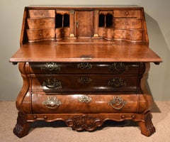 Fabulous Dutch Burr Walnut Bombe Fronted Bureau