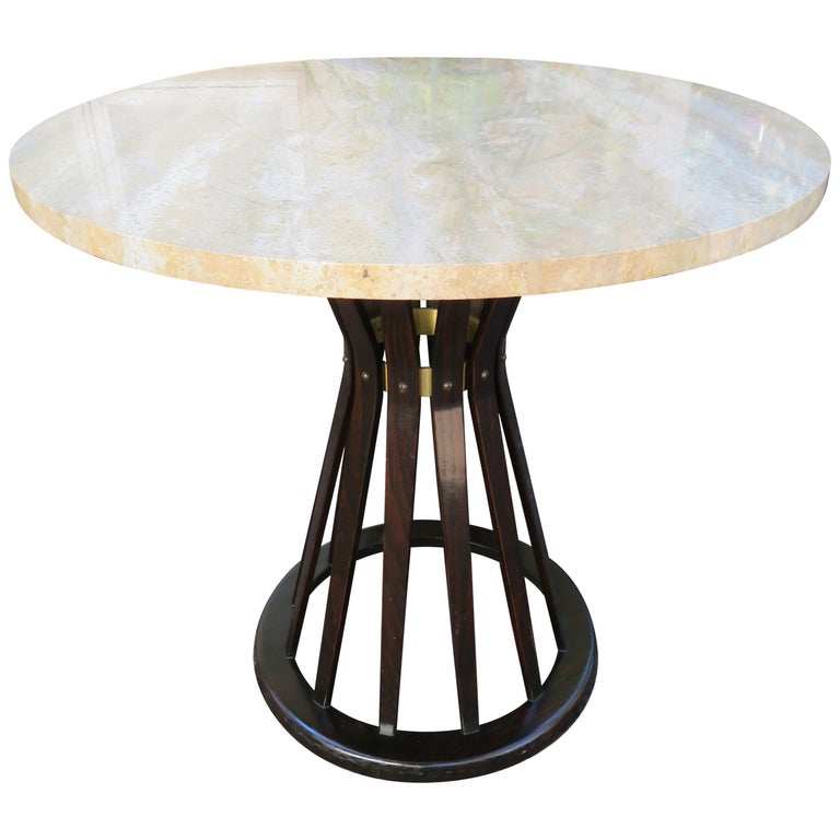 Fabulous Edward Wormley for Dunbar Travertine Top Sheaf of Wheat Table For Sale