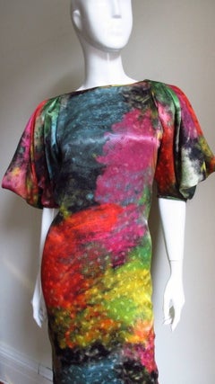 Fabulous Emanuel Ungaro Colorful Silk Draped Back Dress