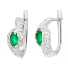 Fabulous Emerald Diamond White Gold Lever, Back Earrings for Her
