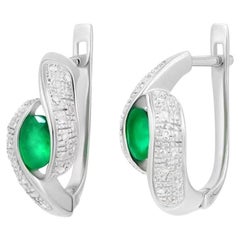 Fabelhafte Smaragd-Diamant-Weißgold-Ohrringe mit Hebelverschluss für ihr