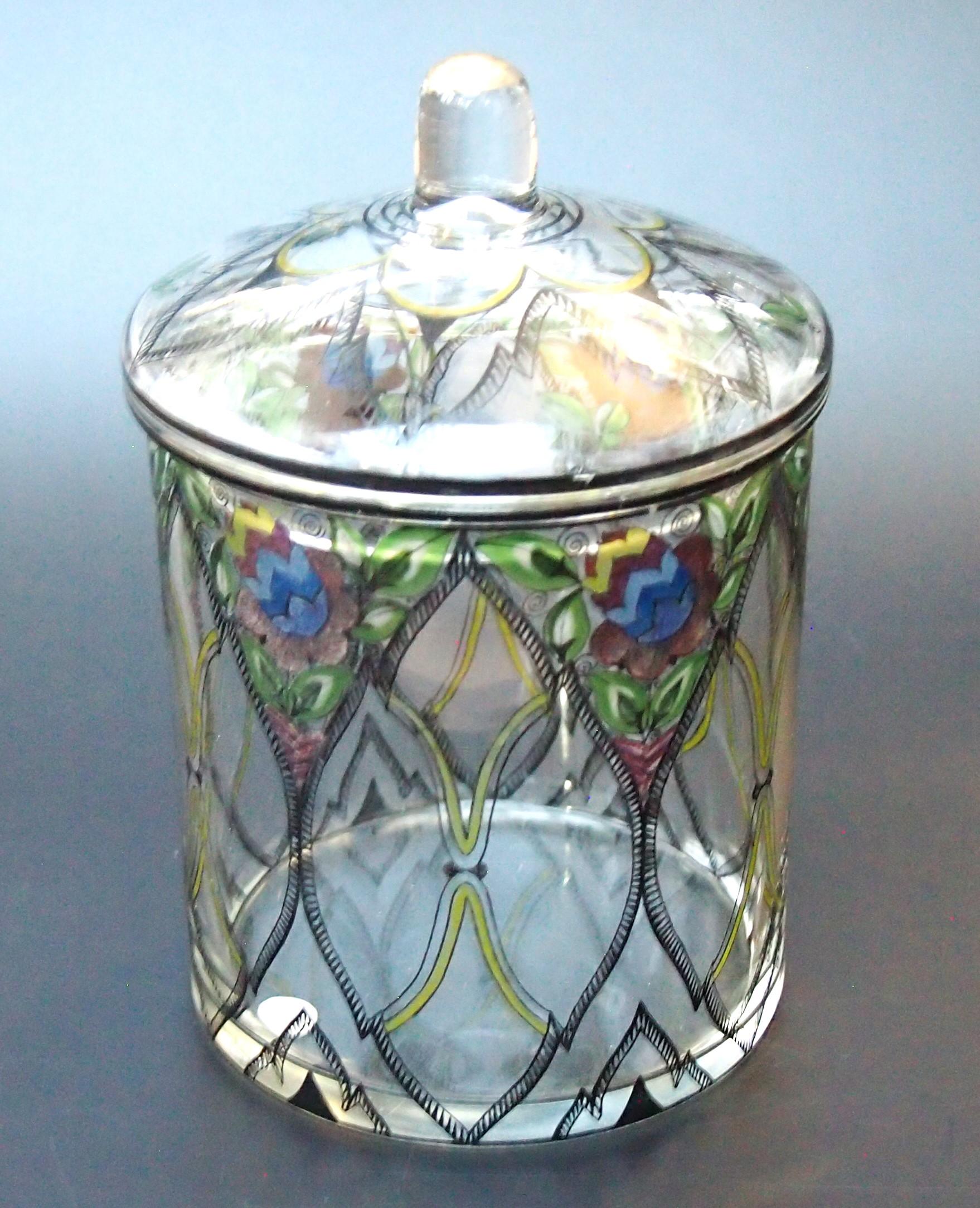 Fabulous Enamelled Box and Cover from Fachschule Haida Glass School For Sale 3
