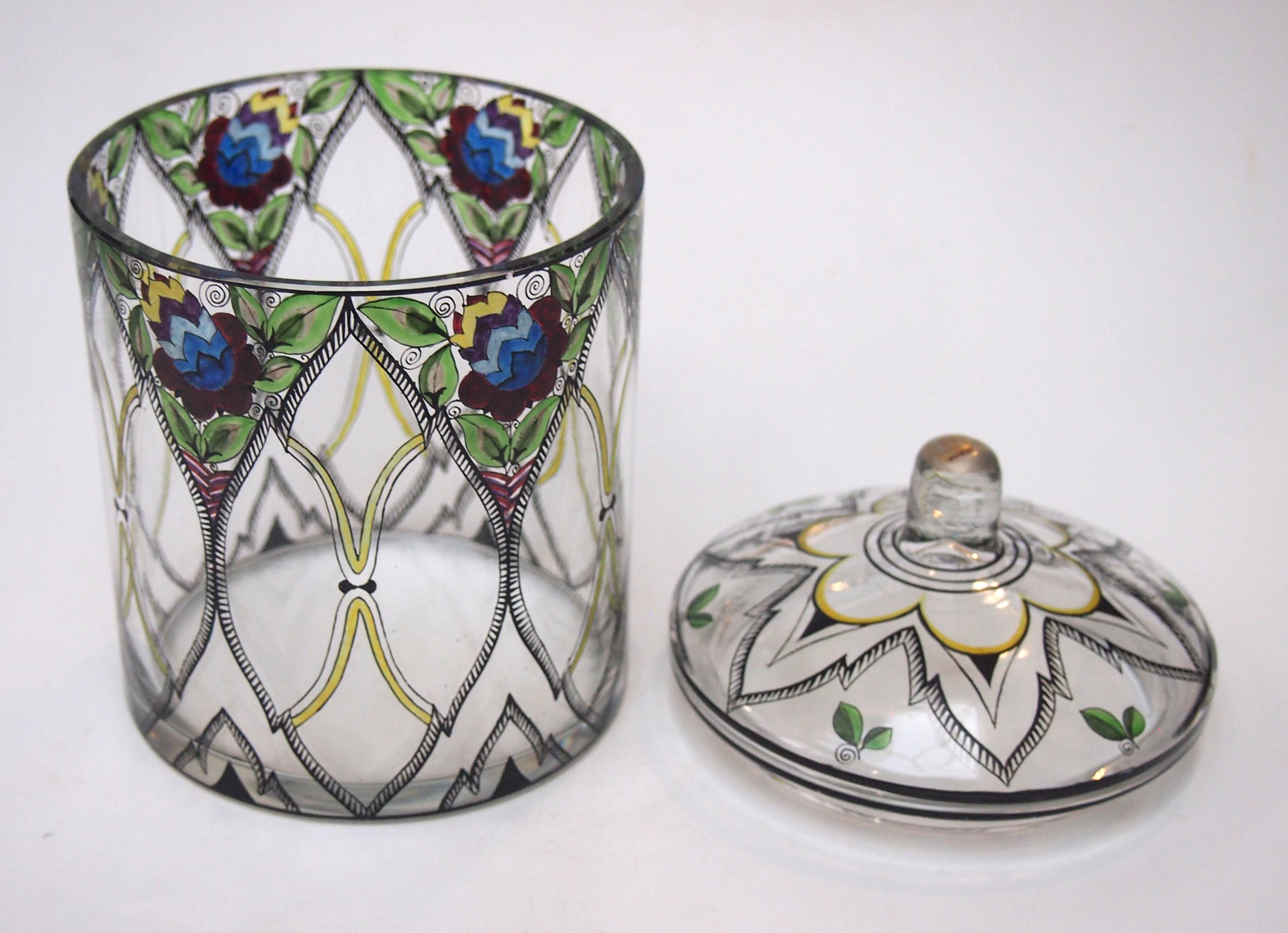 Fabulous Enamelled Box and Cover from Fachschule Haida Glass School In Good Condition For Sale In Worcester Park, GB