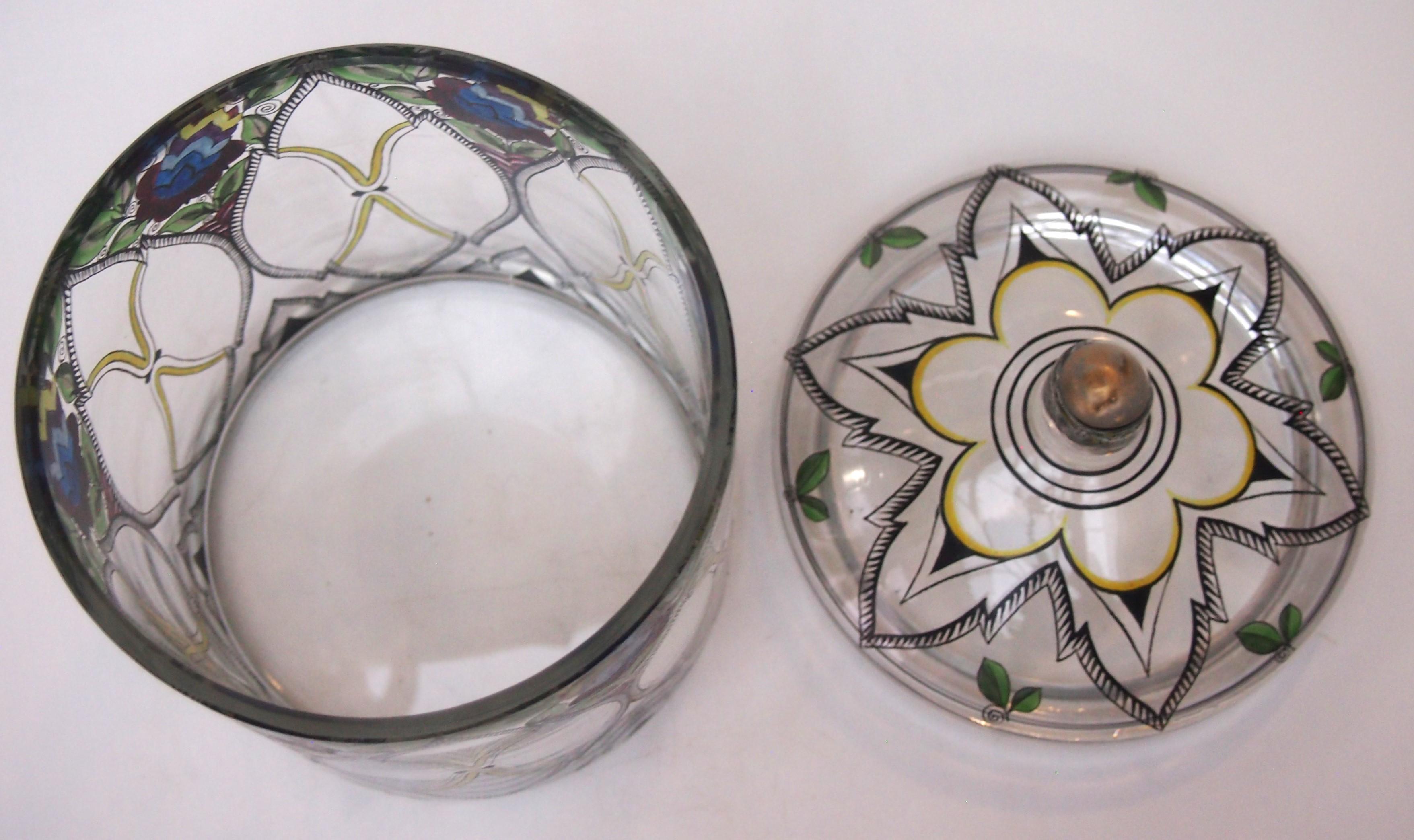 Early 20th Century Fabulous Enamelled Box and Cover from Fachschule Haida Glass School For Sale