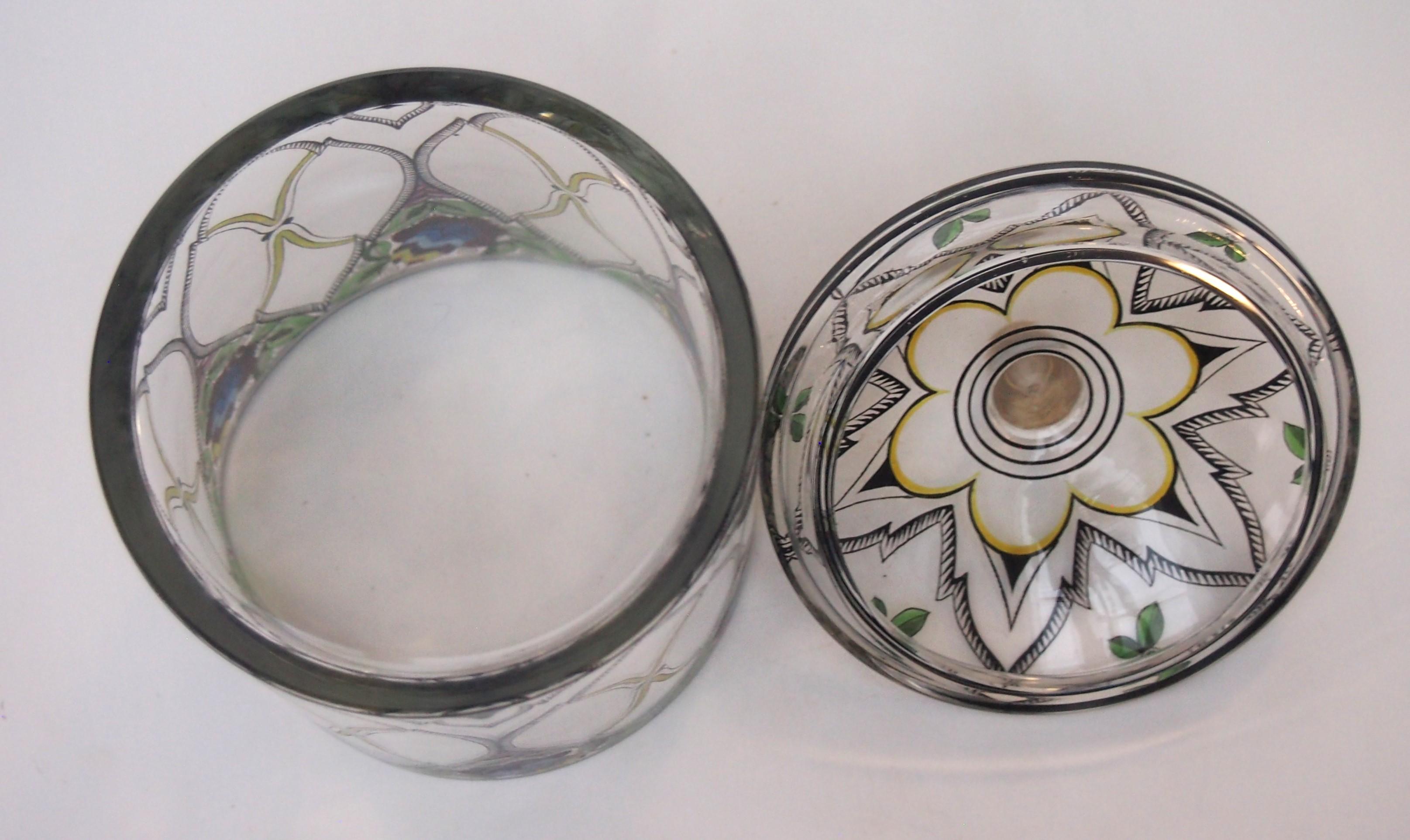 Art Glass Fabulous Enamelled Box and Cover from Fachschule Haida Glass School For Sale