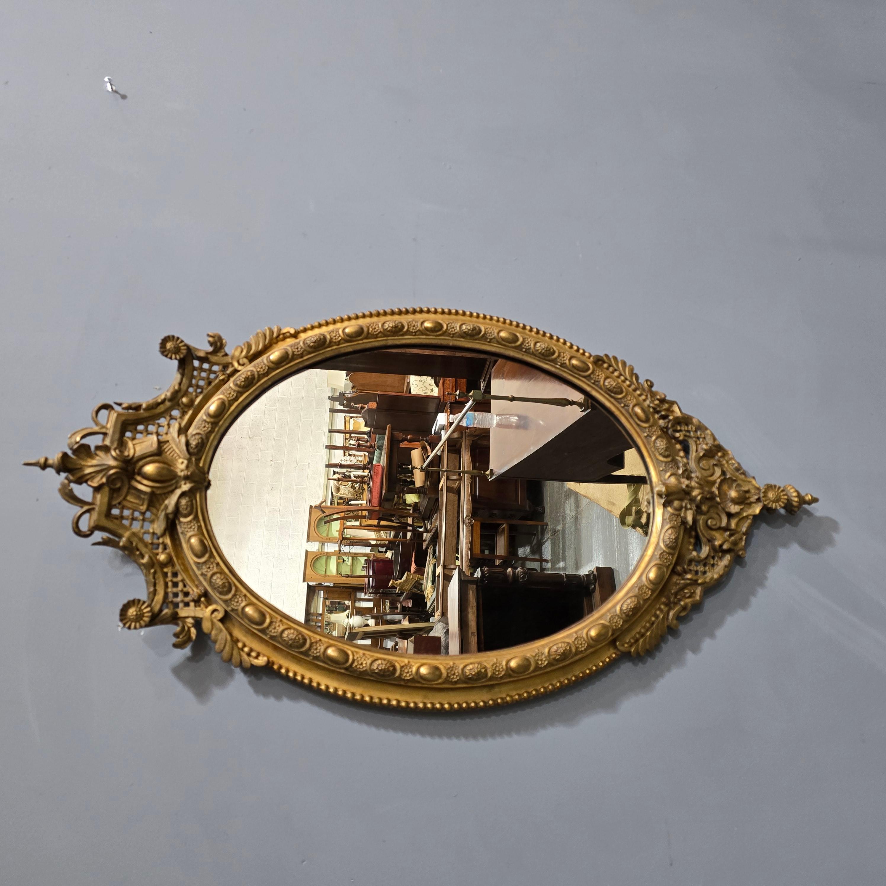 High Victorian Fabulous English Gilt Oval Mirror For Sale