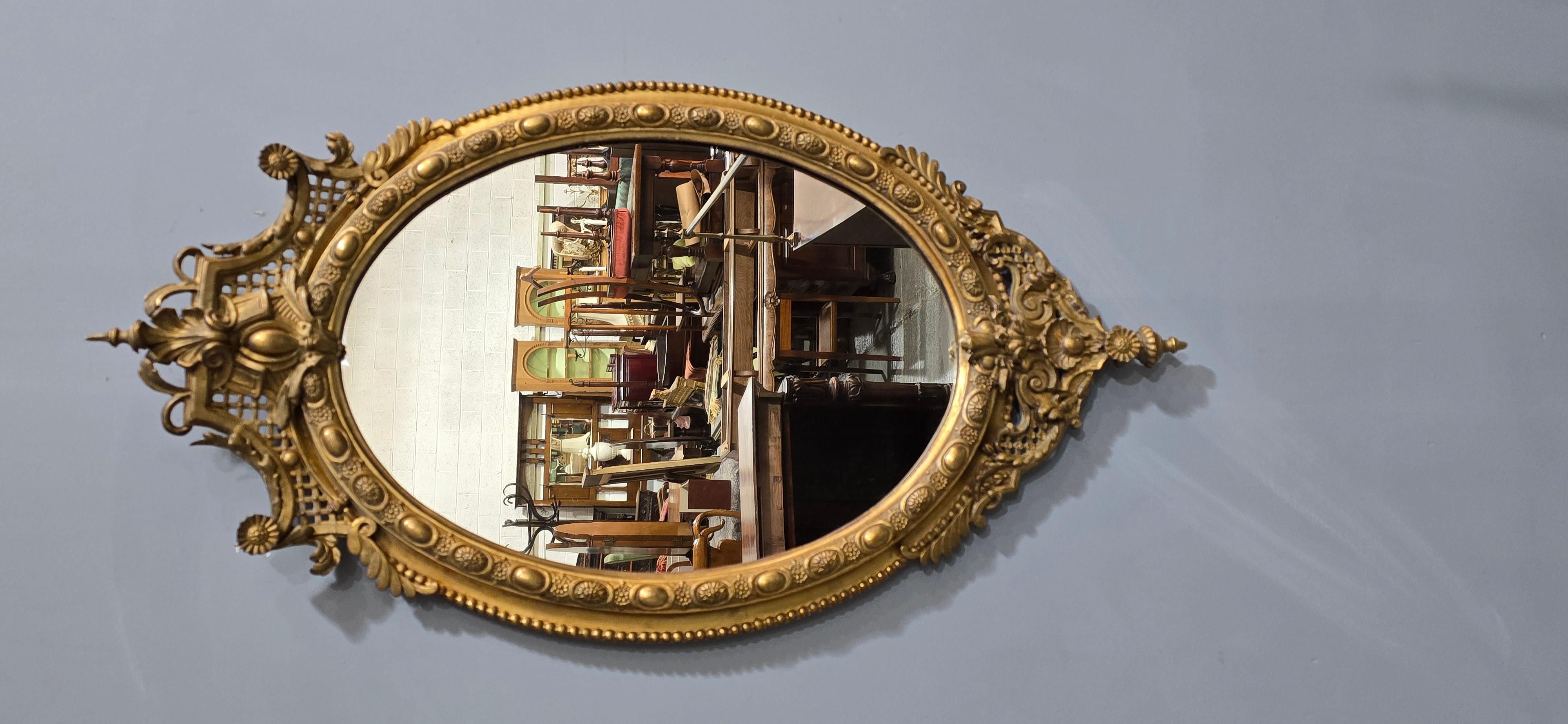 19th Century Fabulous English Gilt Oval Mirror For Sale