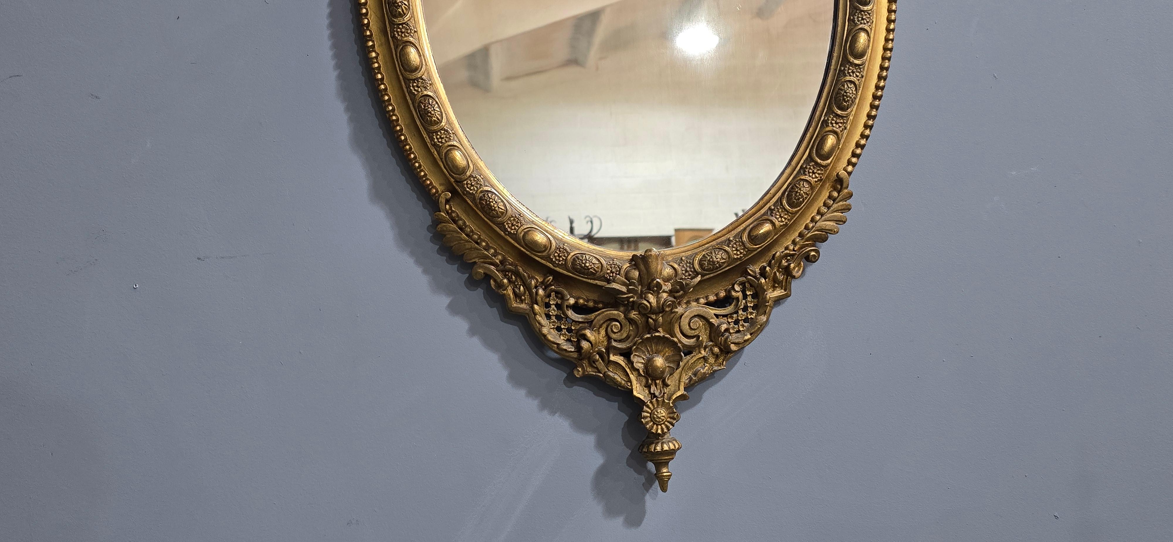 Gesso Fabulous English Gilt Oval Mirror For Sale