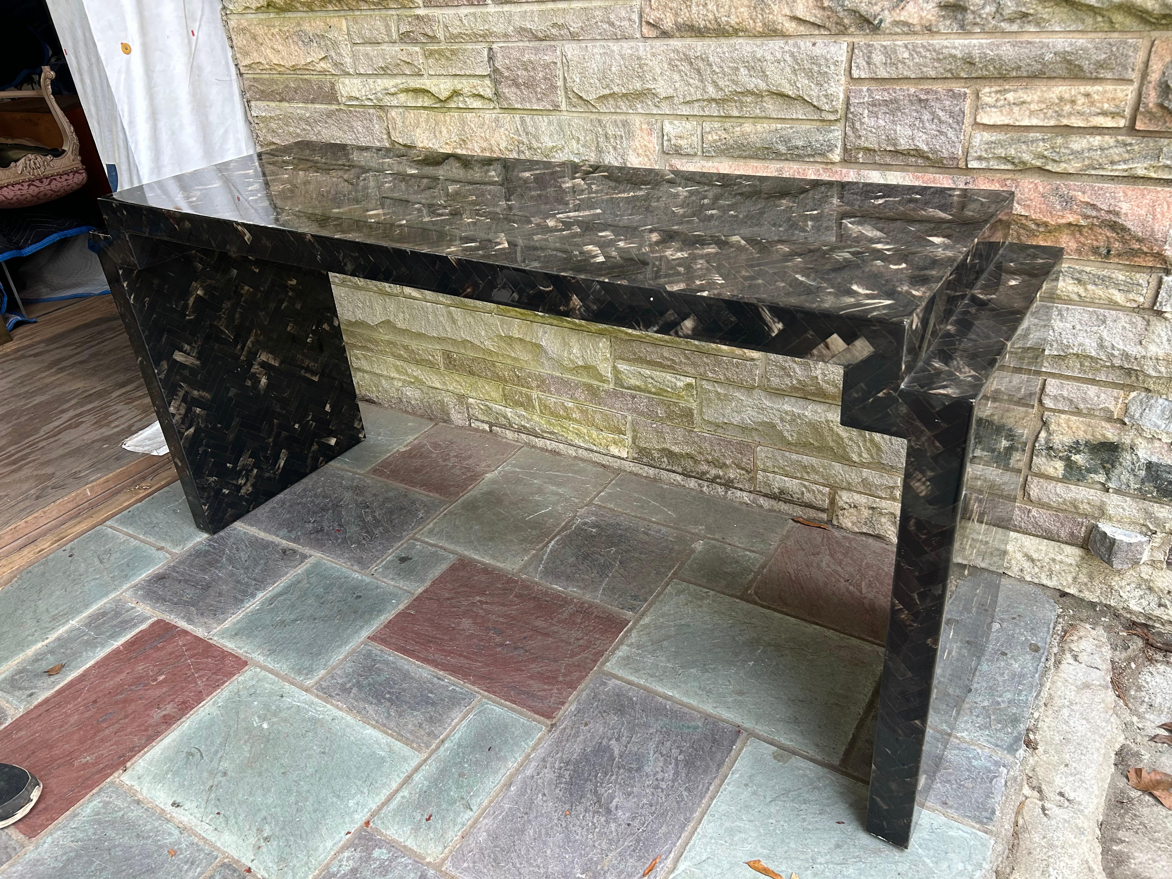Mid-Century Modern Fabulous Enrique Garcel Tessellated Horn XL Console Table Mid-Century For Sale