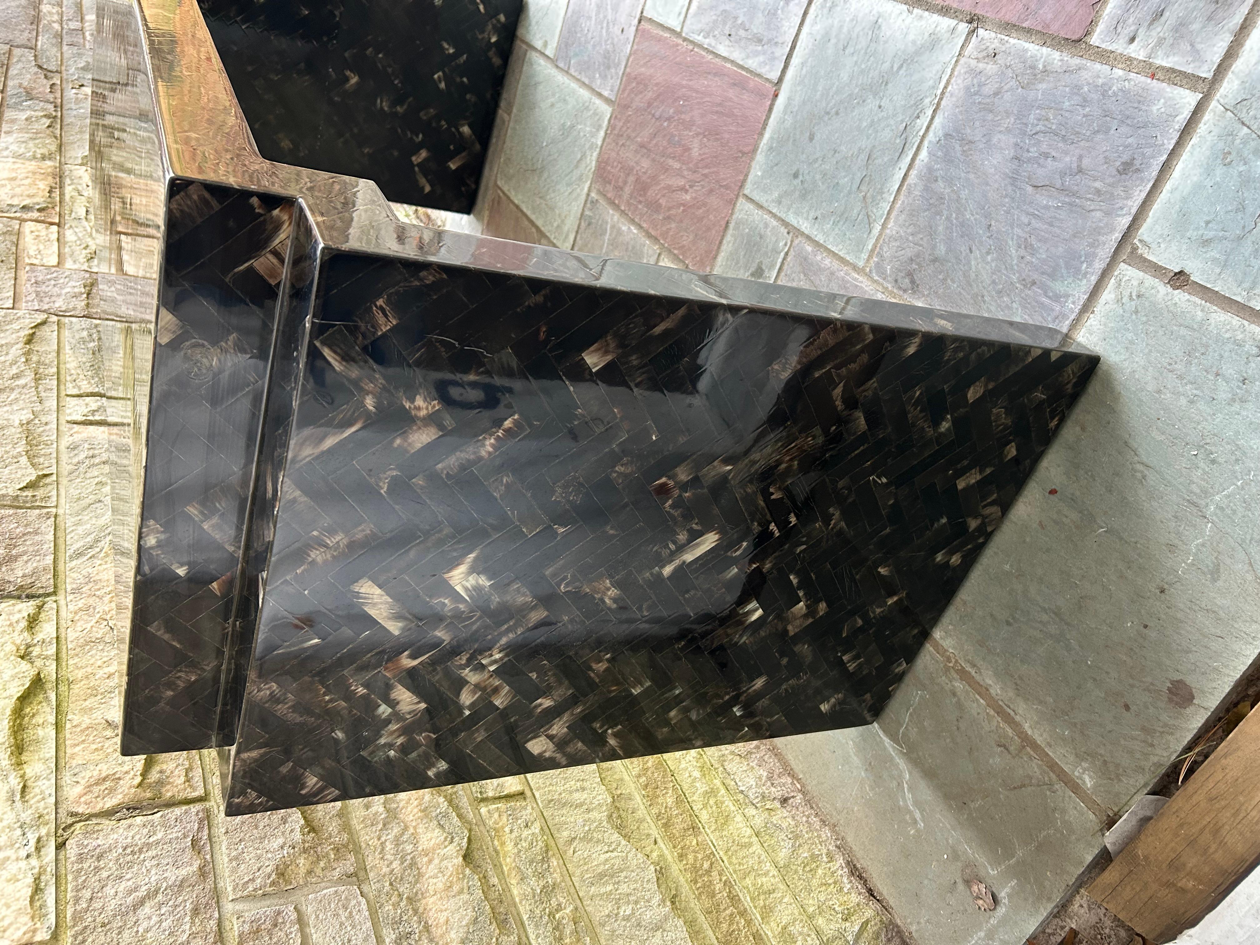 Fabulous Enrique Garcel Tessellated Horn XL Console Table Mid-Century In Good Condition For Sale In Pemberton, NJ