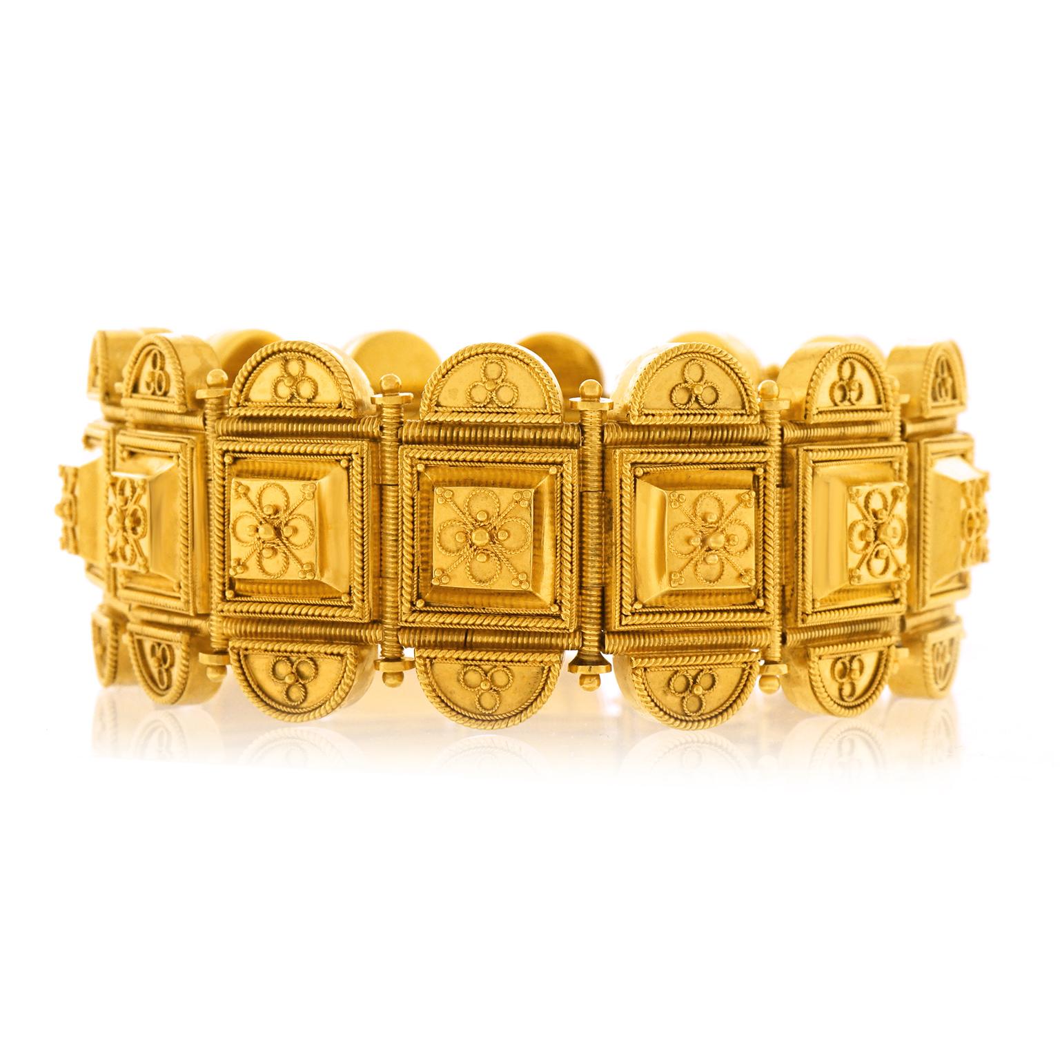 Women's or Men's Fabulous Etruscan Revival Gold Bracelet