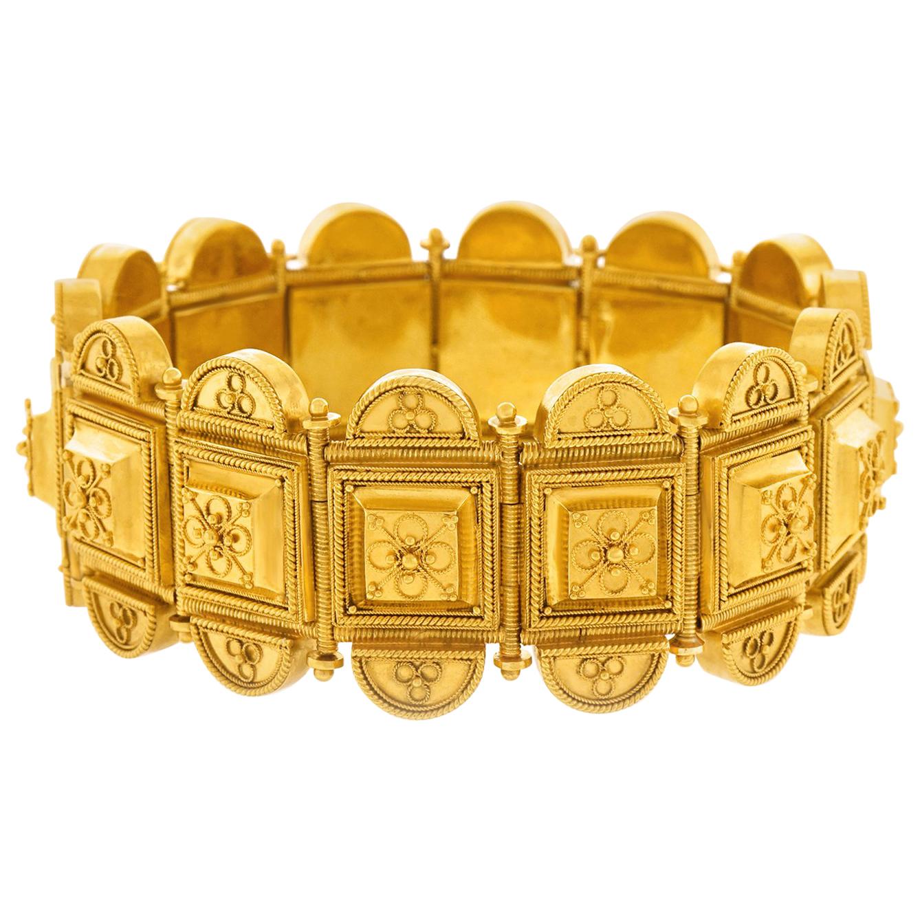 Fabulous Etruscan Revival Gold Bracelet