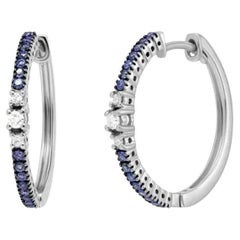 Fabulosos pendientes de aro con diamantes y zafiros azules para todos los días