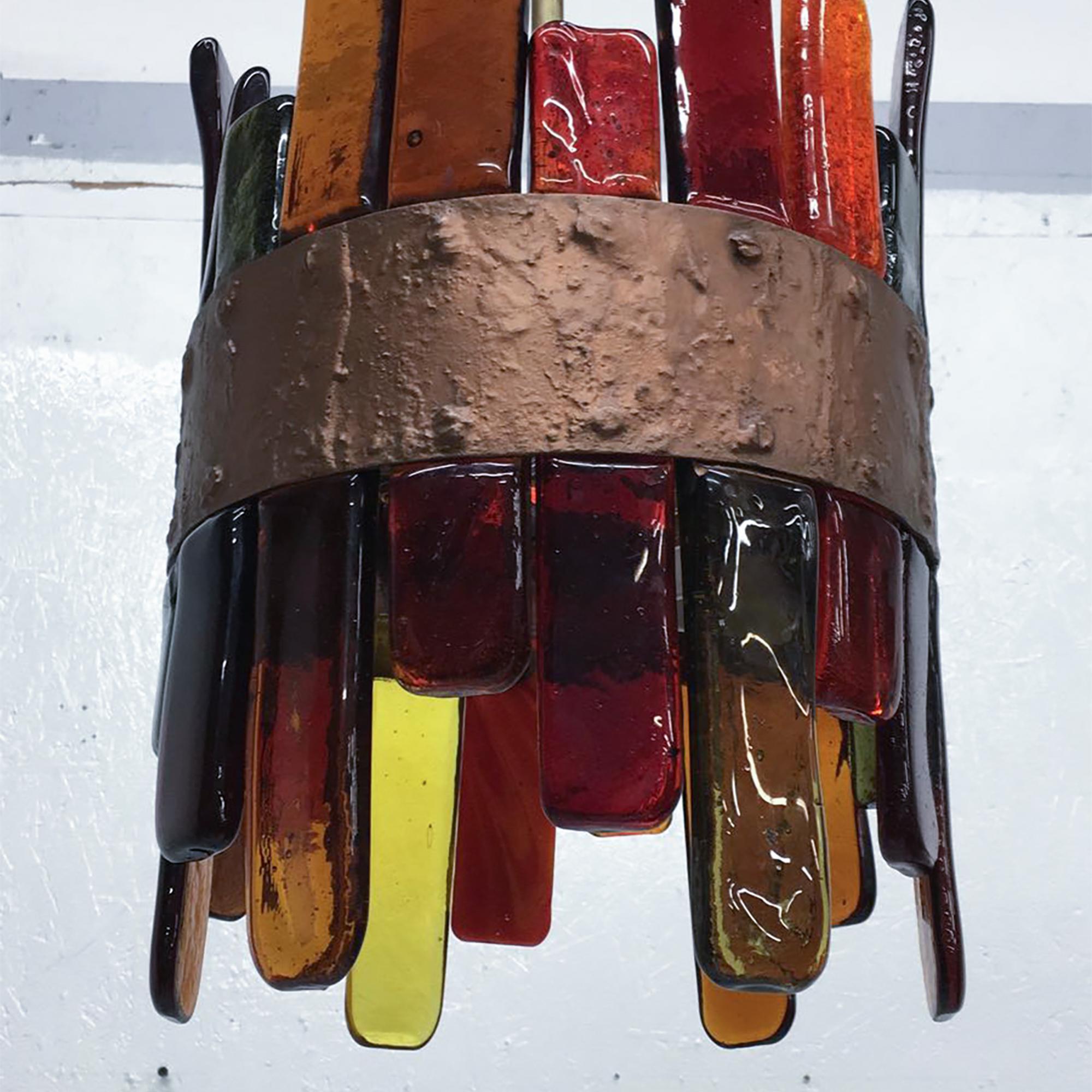 1970s Brutalist Blown Glass Pendants Feders Felipe Delfinger Mexico In Good Condition For Sale In Chula Vista, CA