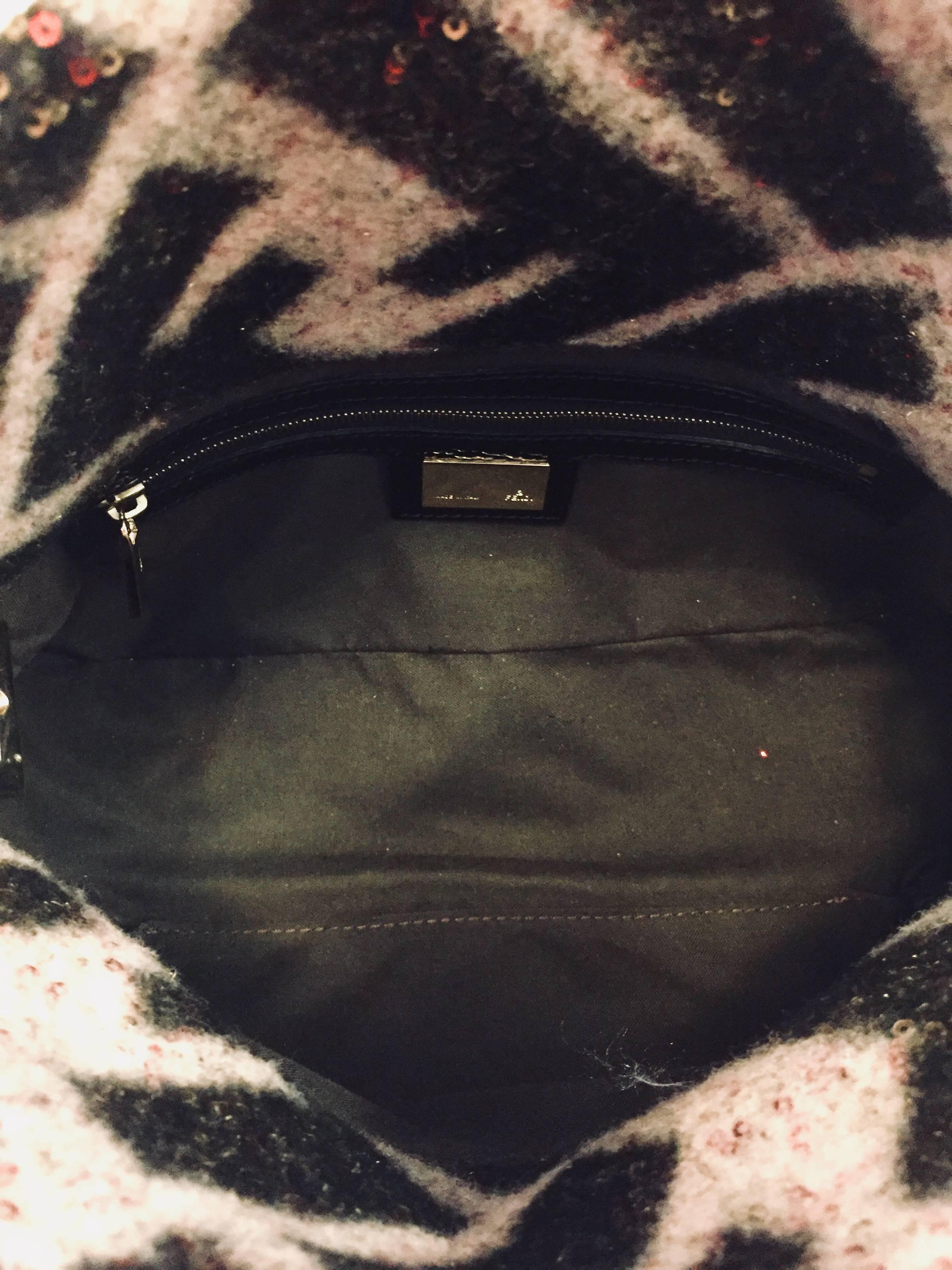 Black Fabulous Fendi Multicolor Sequin Baguette Bag 