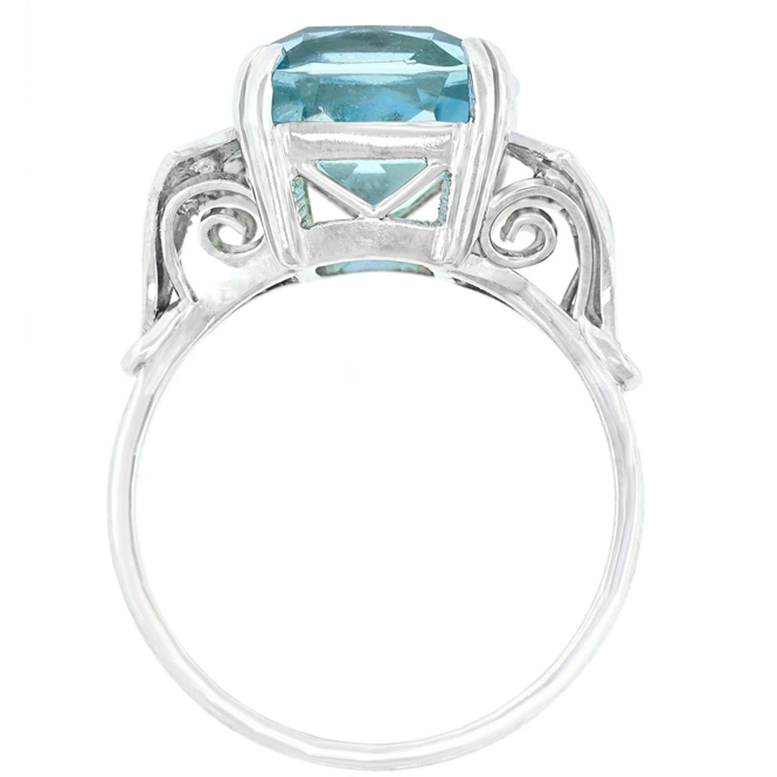 Fabulous Fifties Aquamarine Ring For Sale 2