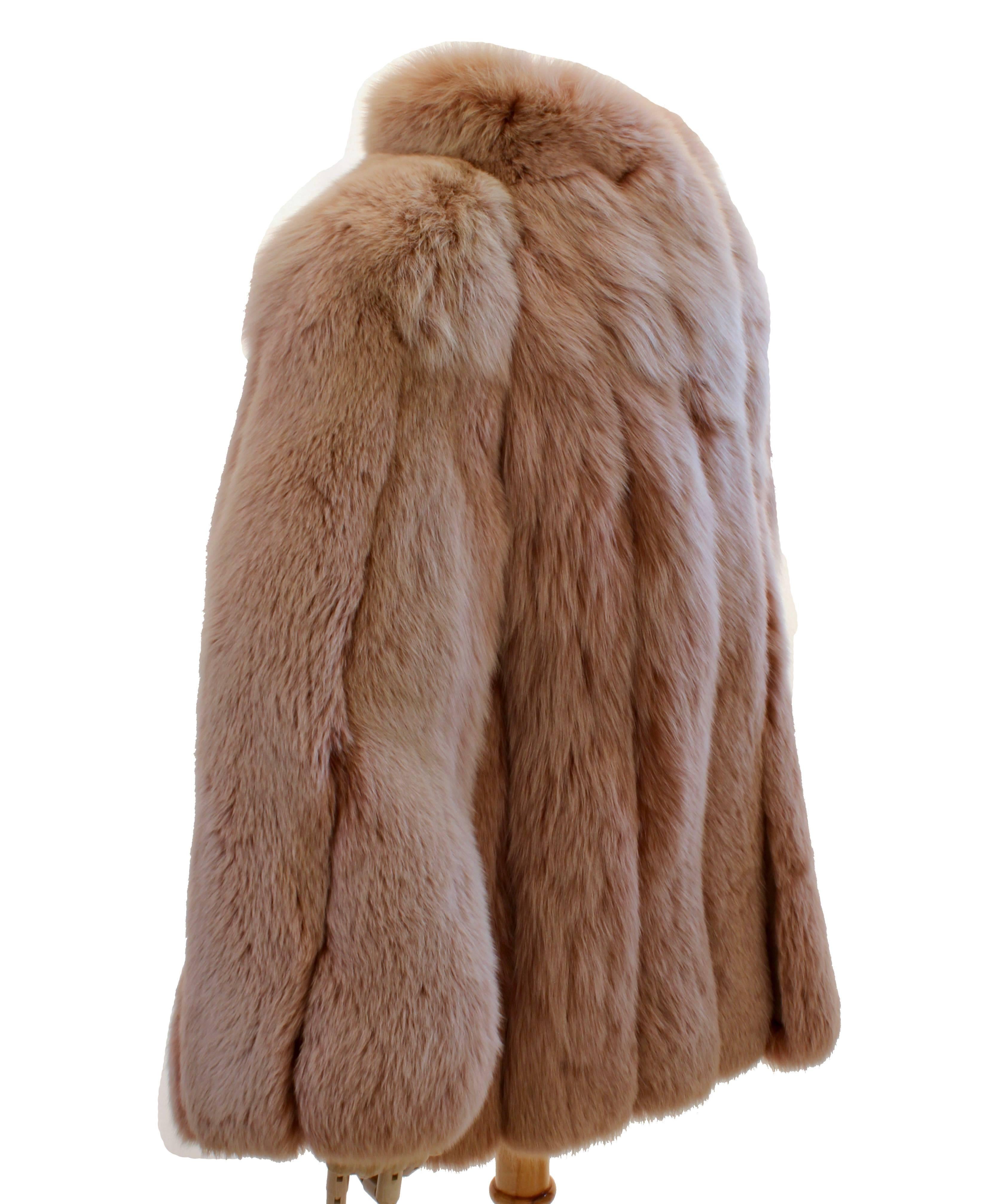 Brown Fabulous Fox Fur Jacket Flah & Co Department Store Syracuse Size M Vintage 70s