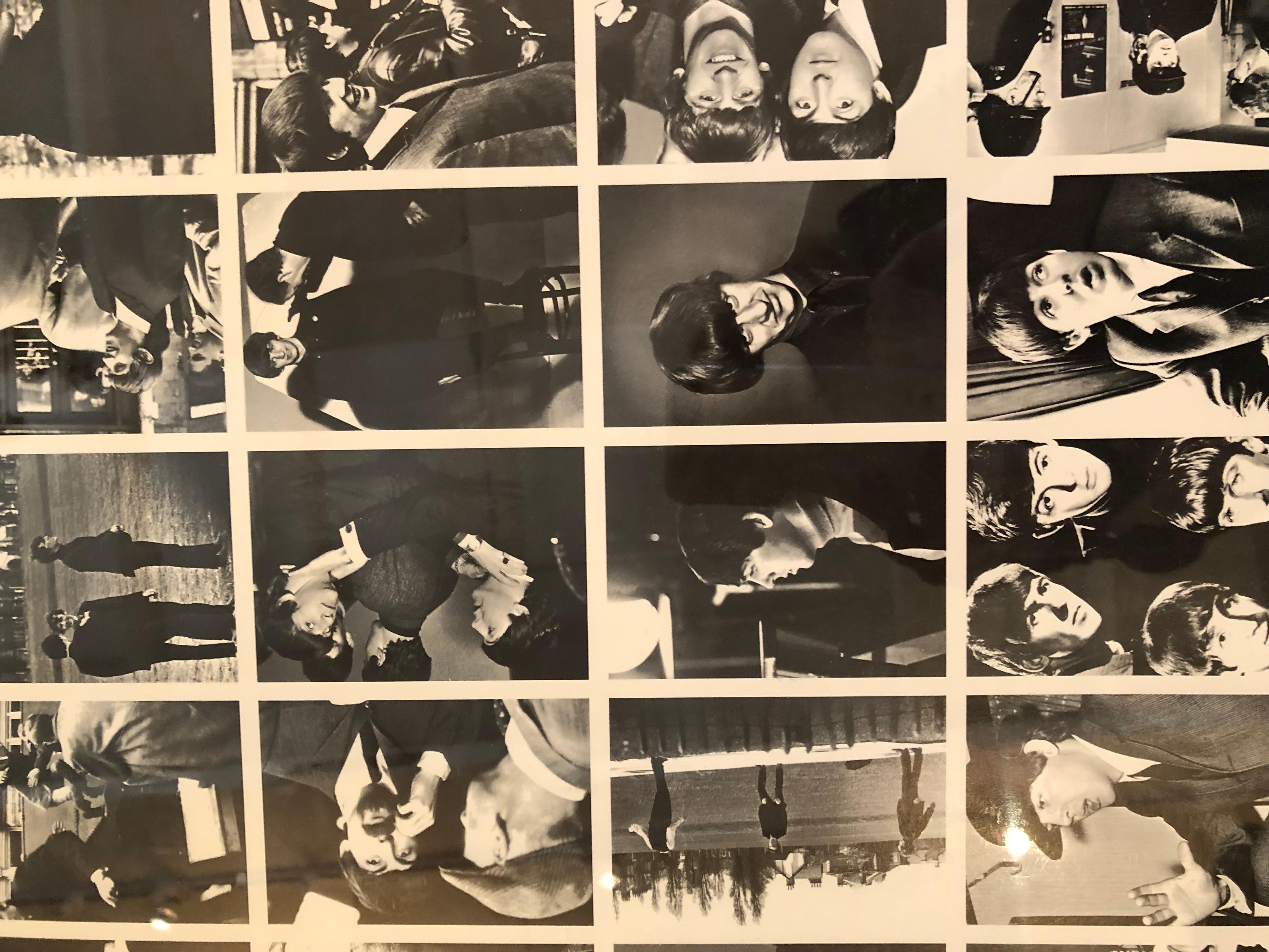 Fabulous Framed Art of Topps Uncut Black and White Beatles Cards In Good Condition In Hopewell, NJ