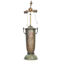 Fabulous French Art Deco Dinanderi Metal Urn Table Lamp M Poincet 1920s France