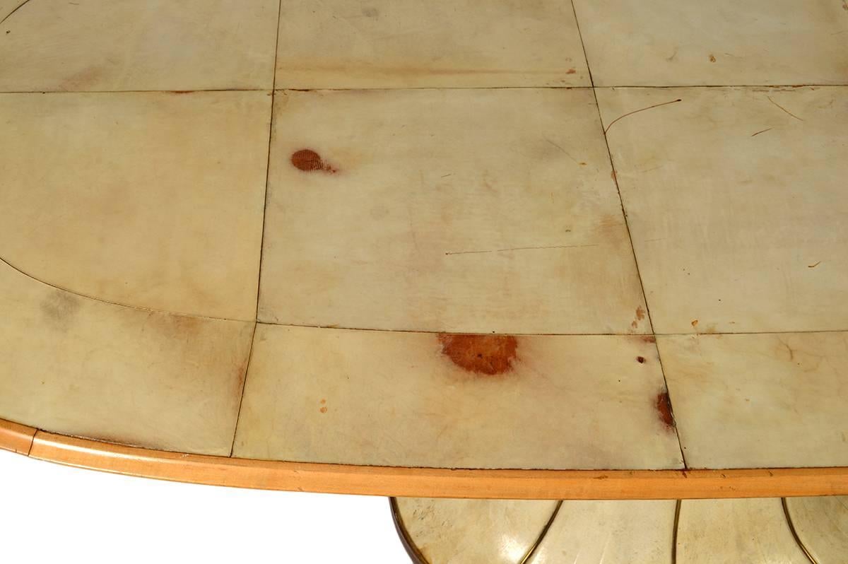 Mid-20th Century Fabulous French Art Deco Parchment Pedestal Base Dining Table