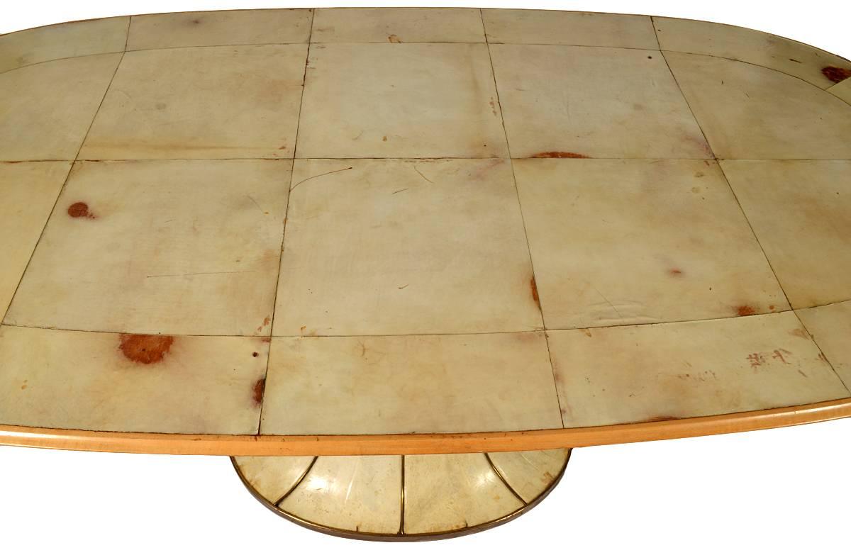 Fabulous French Art Deco Parchment Pedestal Base Dining Table 1