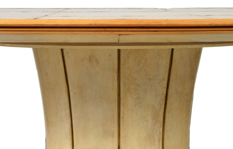 Fabulous French Art Deco Parchment Pedestal Base Dining Table 2