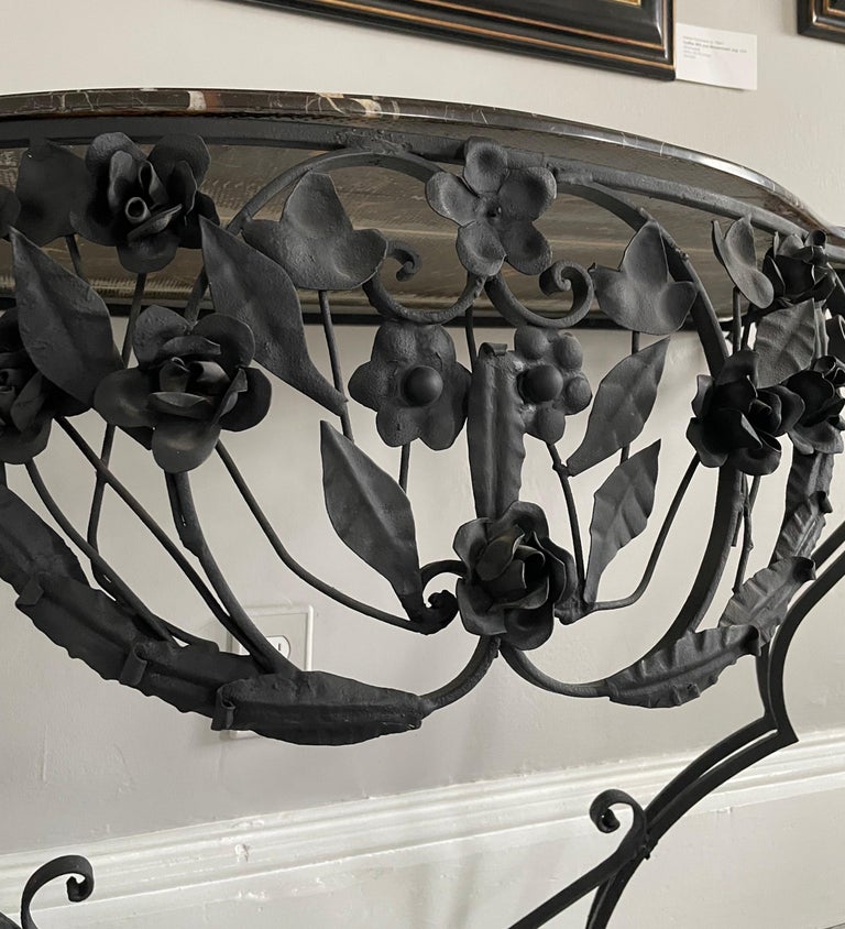 Fabulous French Bombé Wrought Iron and Marble Console Table For Sale at ...