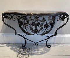 Fabulous French Bombé Wrought Iron and Marble Console Table