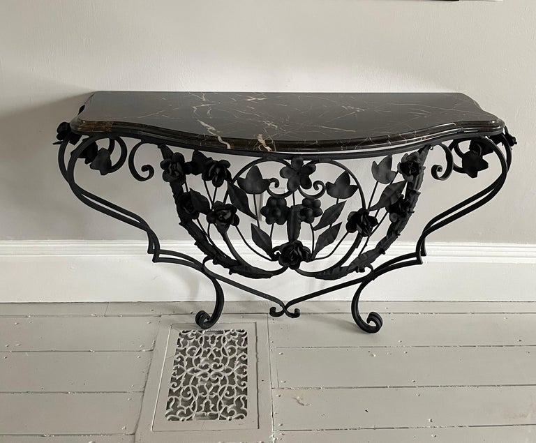Fabulous French Bombé Wrought Iron and Marble Console Table For Sale at ...