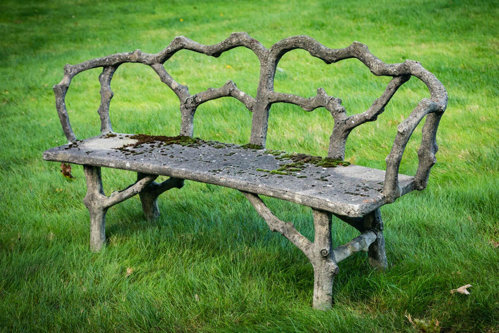 20th Century Fabulous French Faux Bois Bench For Sale